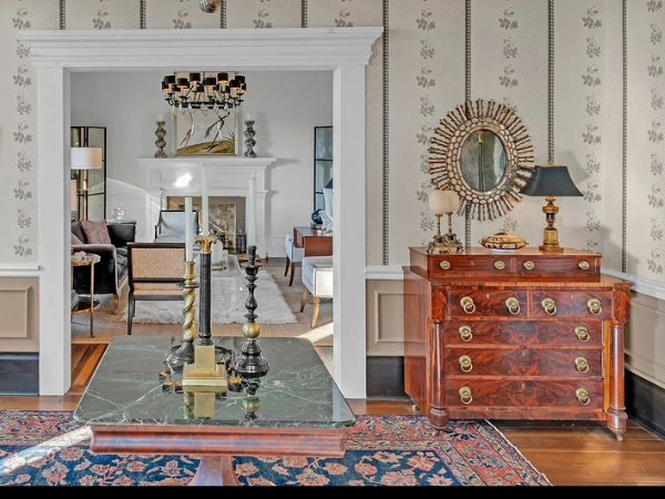 Empire Style Flame Mahogany Gentleman's Chest of Drawers, 20th Century