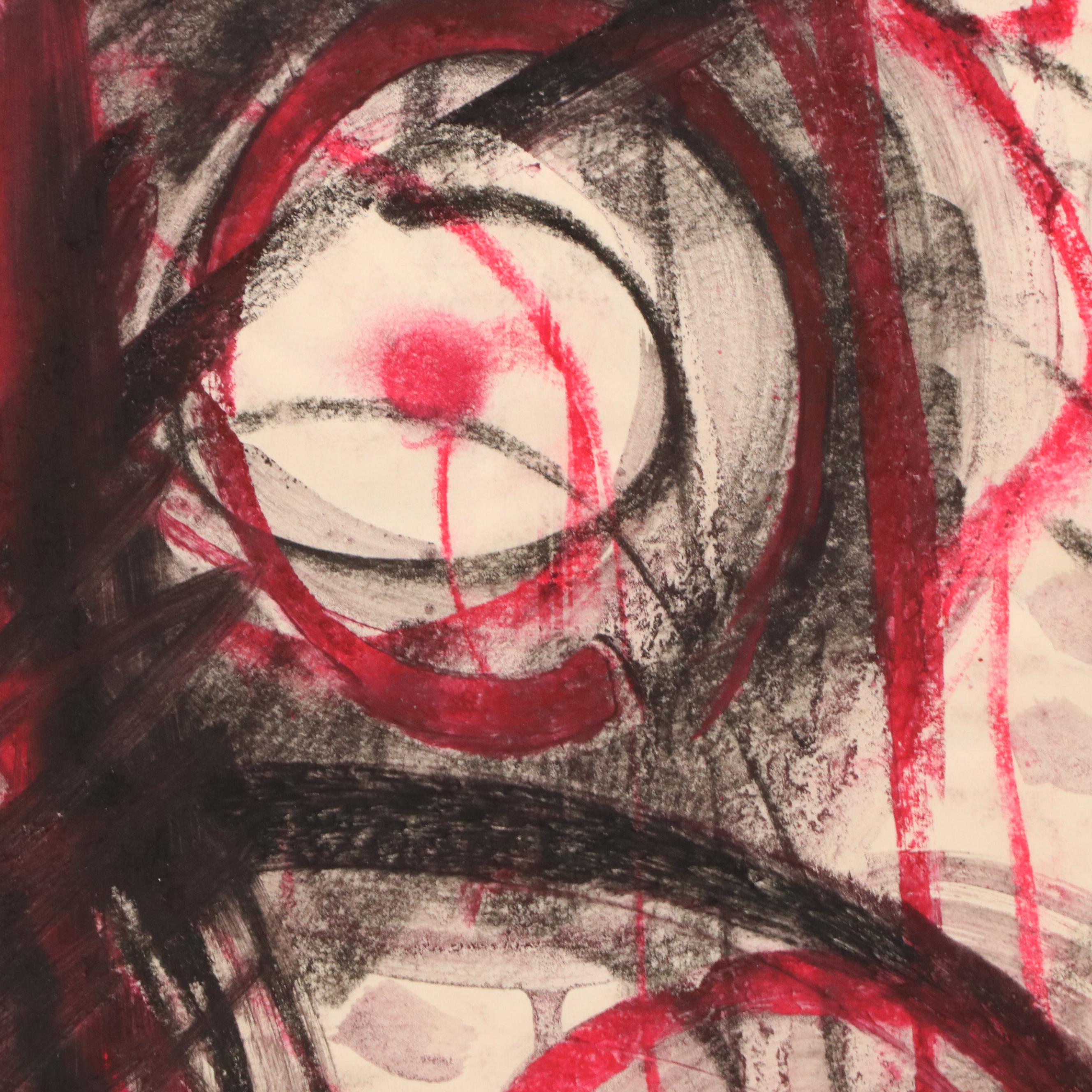 Jack Meanwell Modern Figural Oil Pastel Drawing, 1982