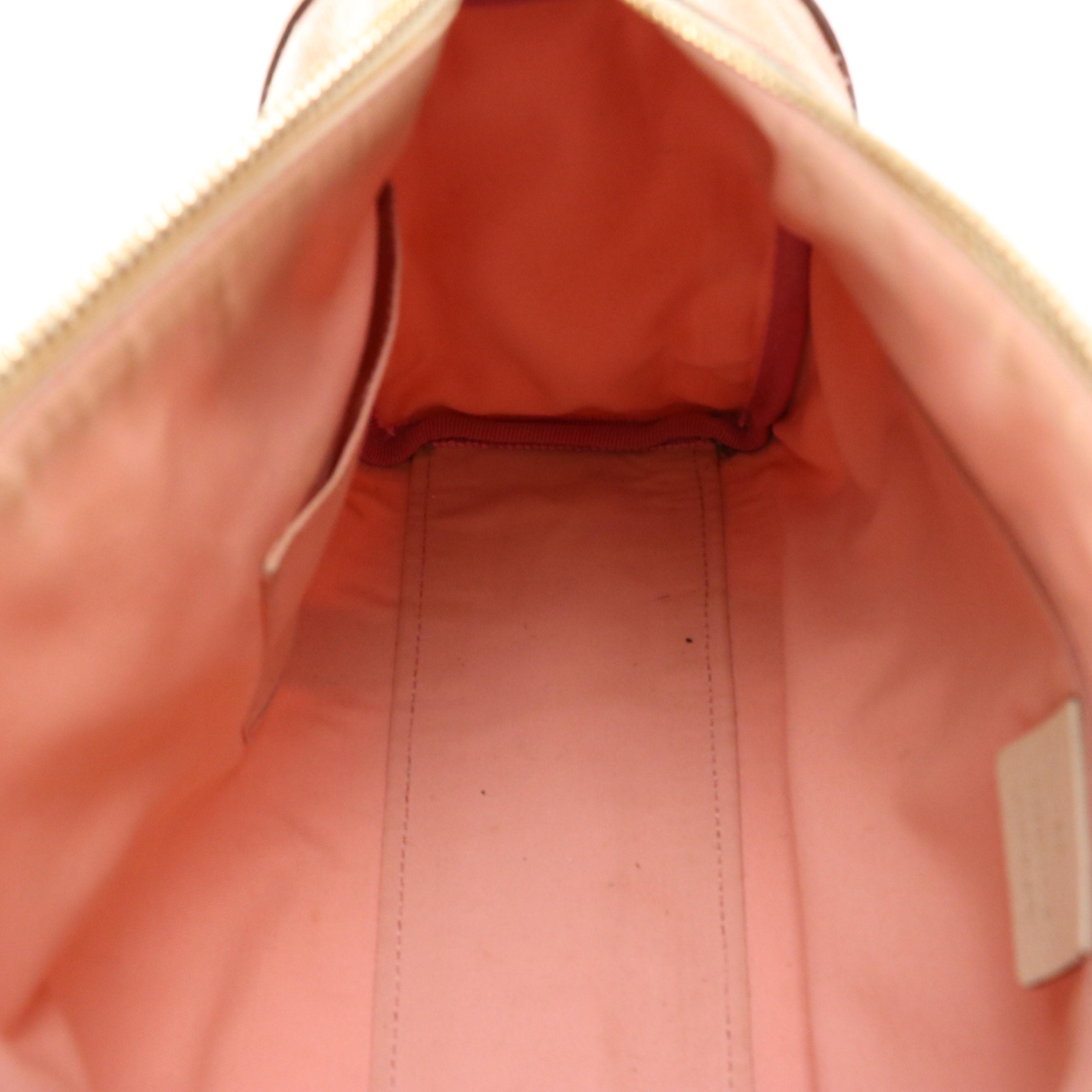 Gucci Pink GG Canvas and Ivory Leather Boston Bag