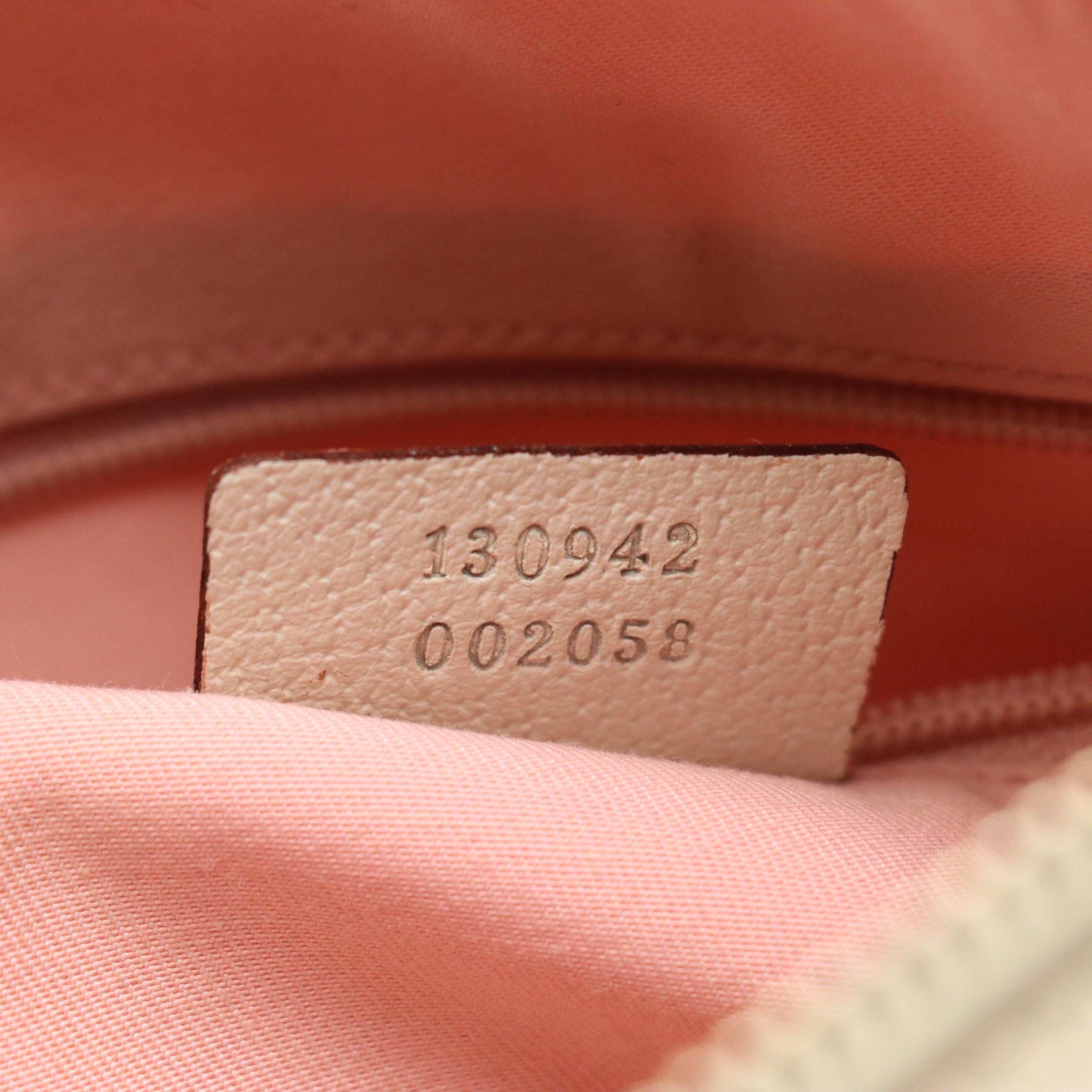 Gucci Pink GG Canvas and Ivory Leather Boston Bag