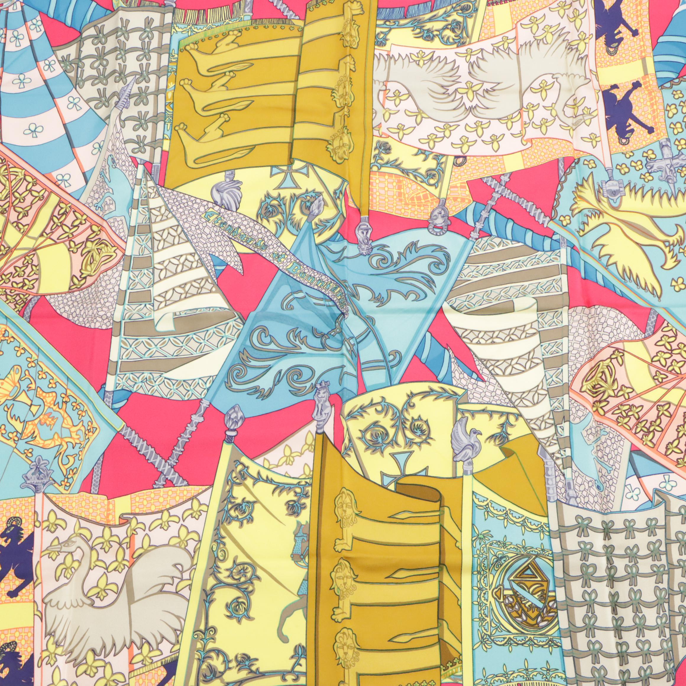 Hermès Early Issue "Étendards et Bannières" Scarf 90 in Silk Twill