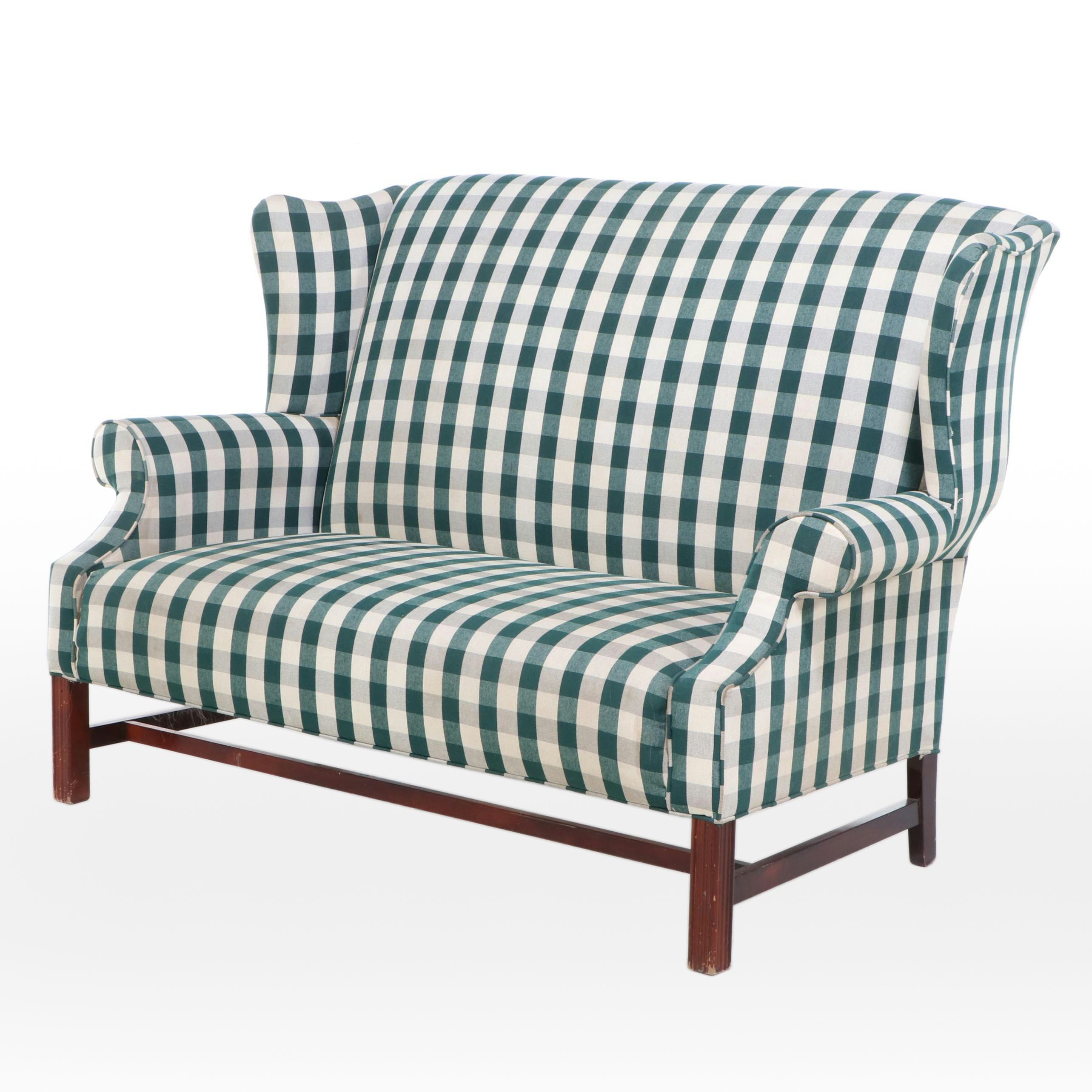 Chippendale Style Wingback Loveseat, Late 20th Century
