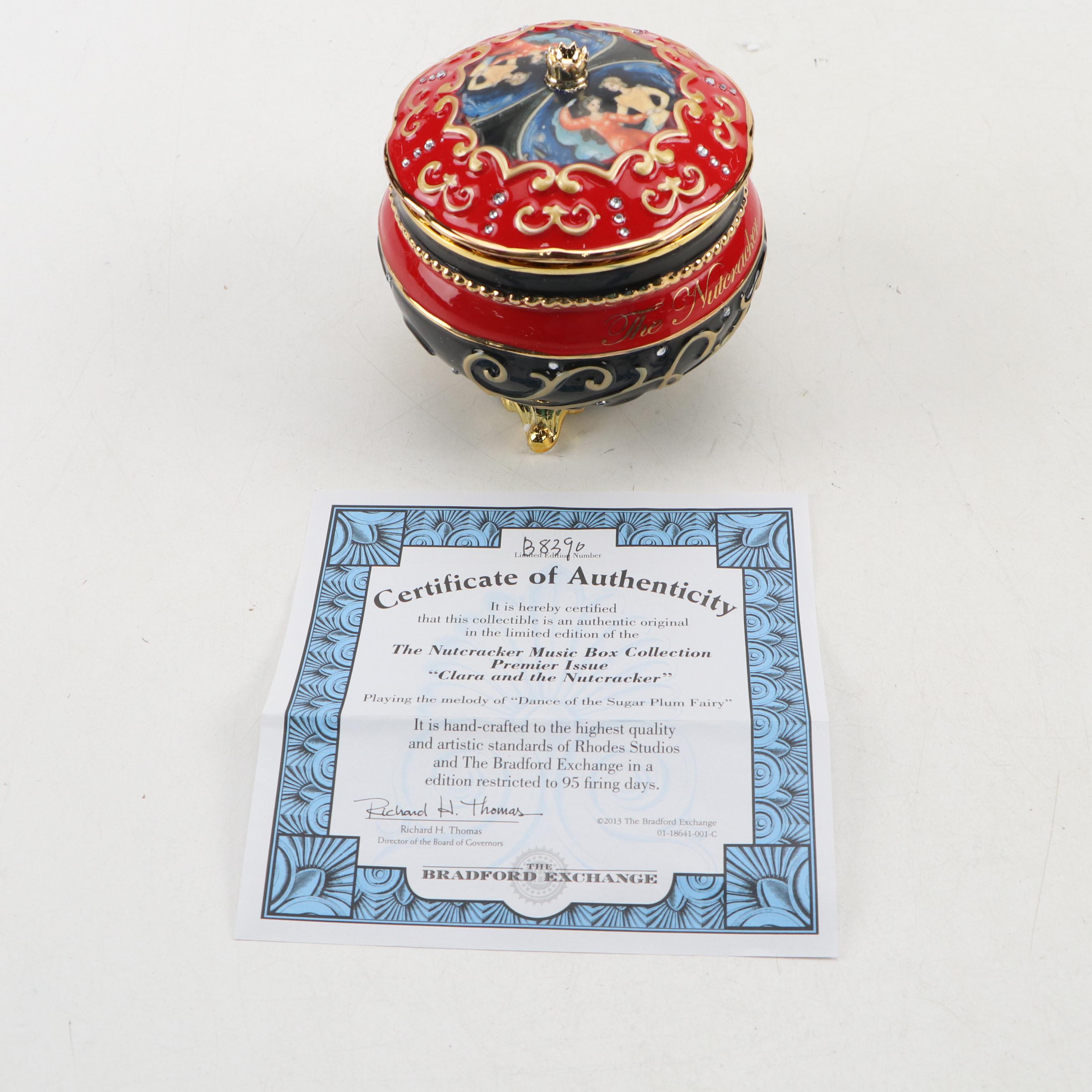 The Bradford Exchange "Clara and the Nutcracker" Embellished Porcelain Music Box
