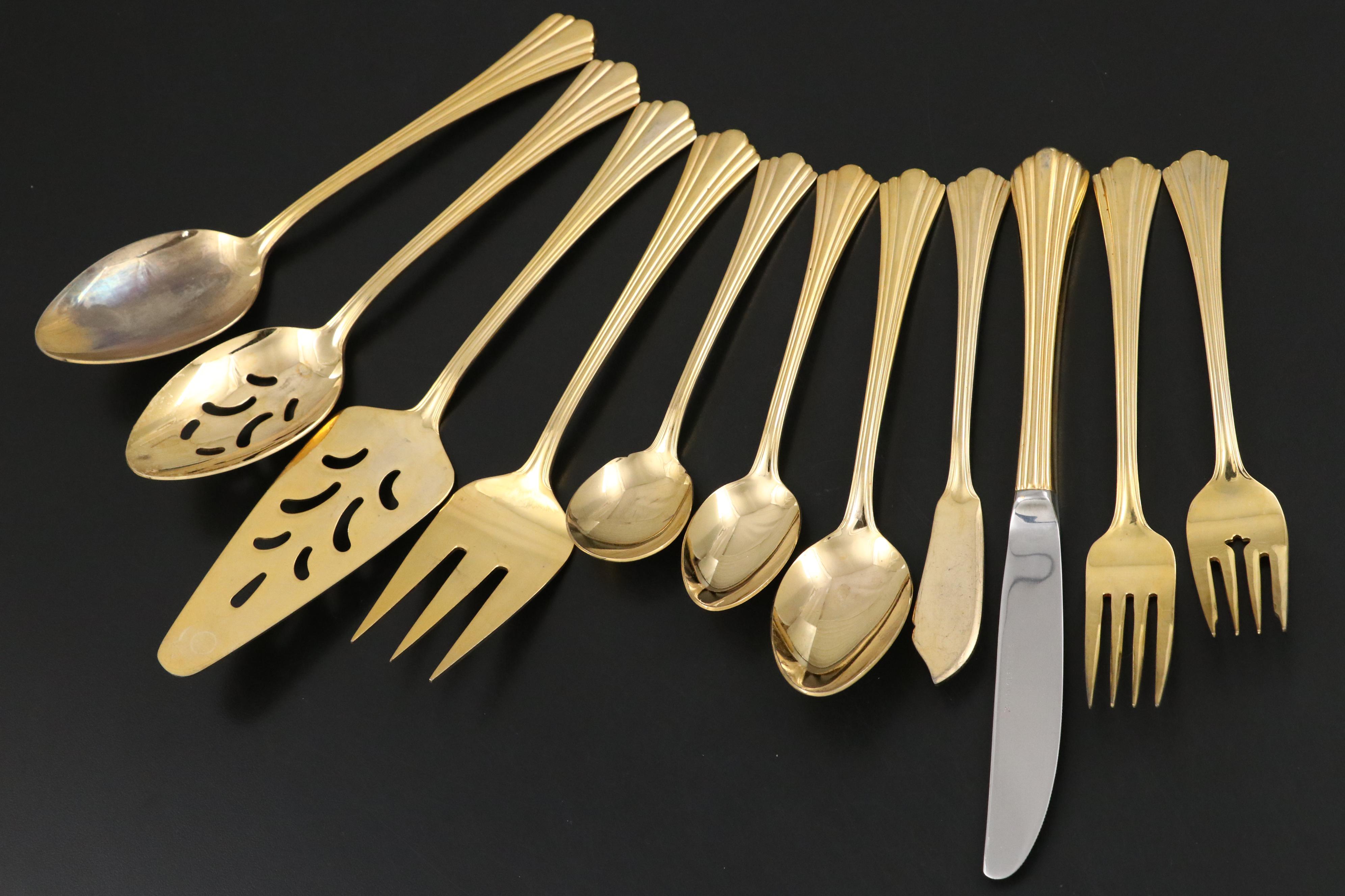 Rogers Bros "Golden Flair" Gold Plate Flatware Set