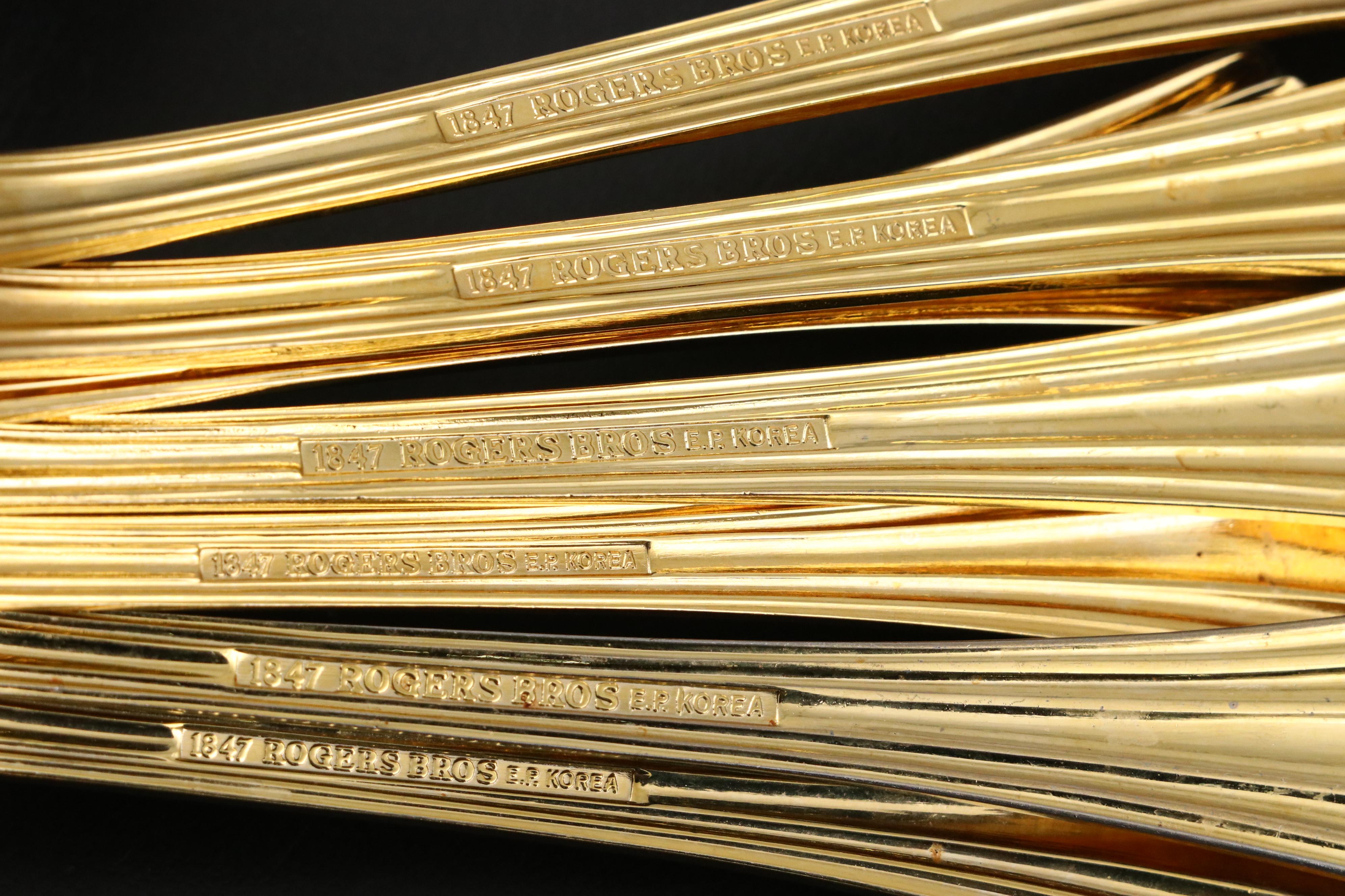 Rogers Bros "Golden Flair" Gold Plate Flatware Set