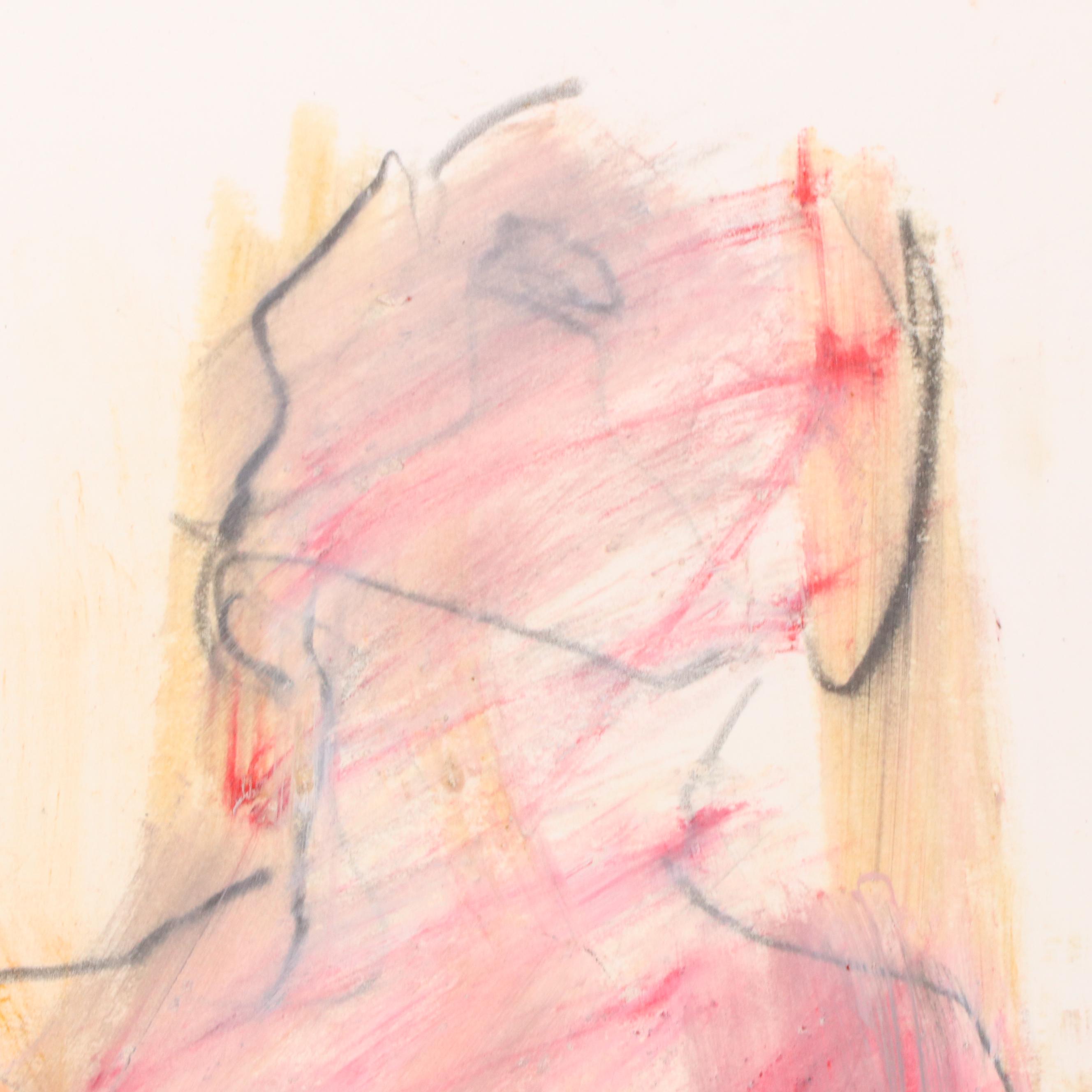 Jack Meanwell Modern Figural Oil Pastel Drawing, Late 20th Century