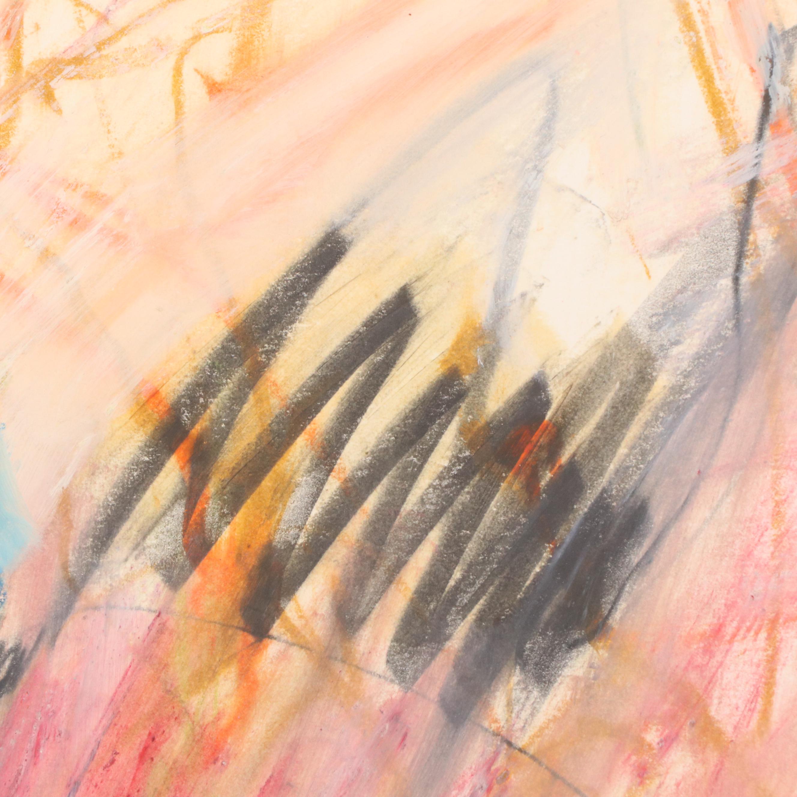 Jack Meanwell Modern Figural Oil Pastel Drawing, Late 20th Century