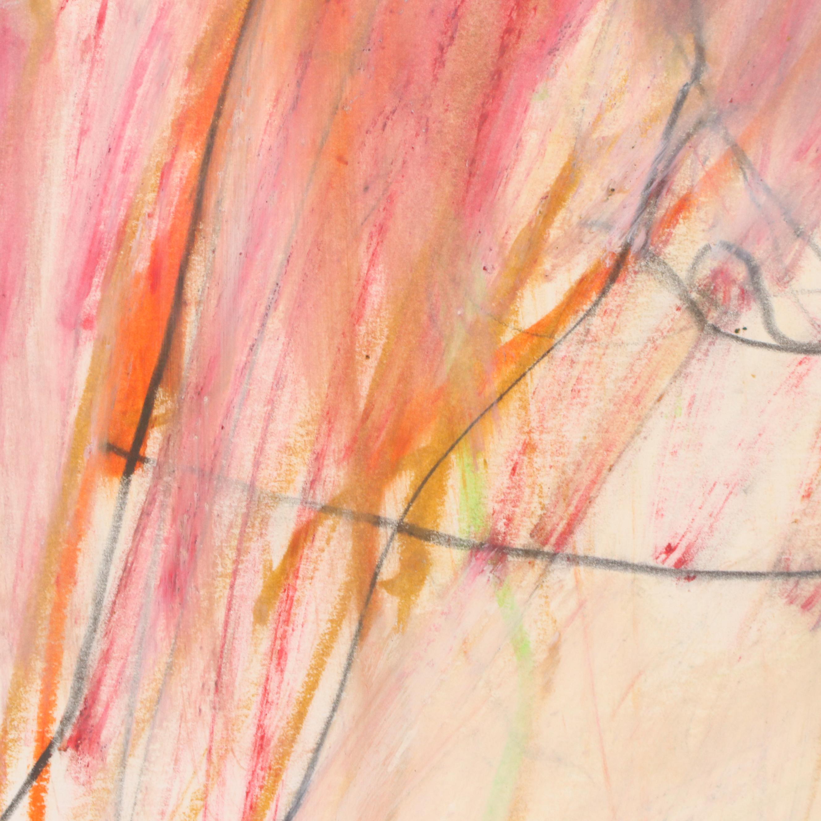 Jack Meanwell Modern Figural Oil Pastel Drawing, Late 20th Century