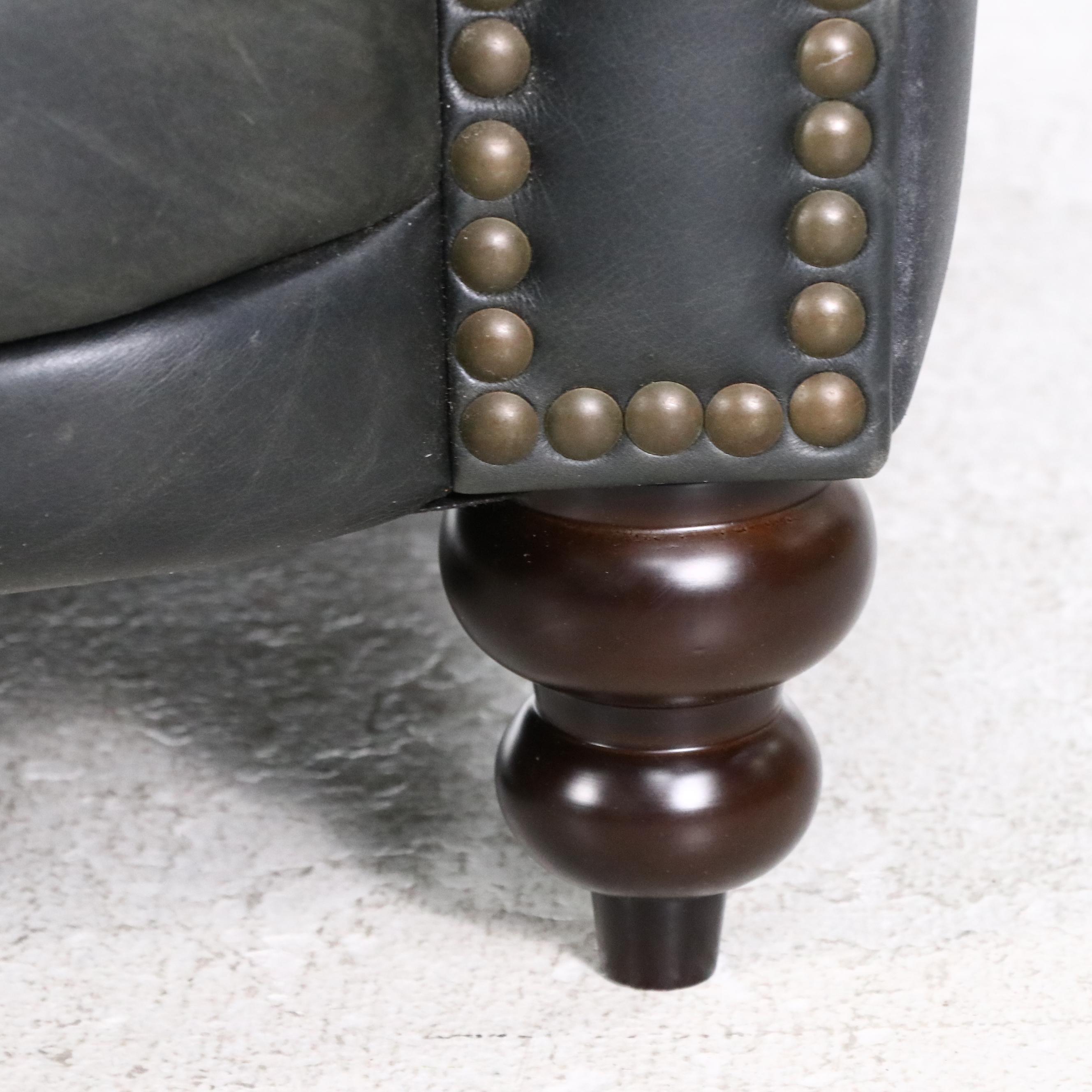 Bonded Leather Sofa with Nailhead Trim