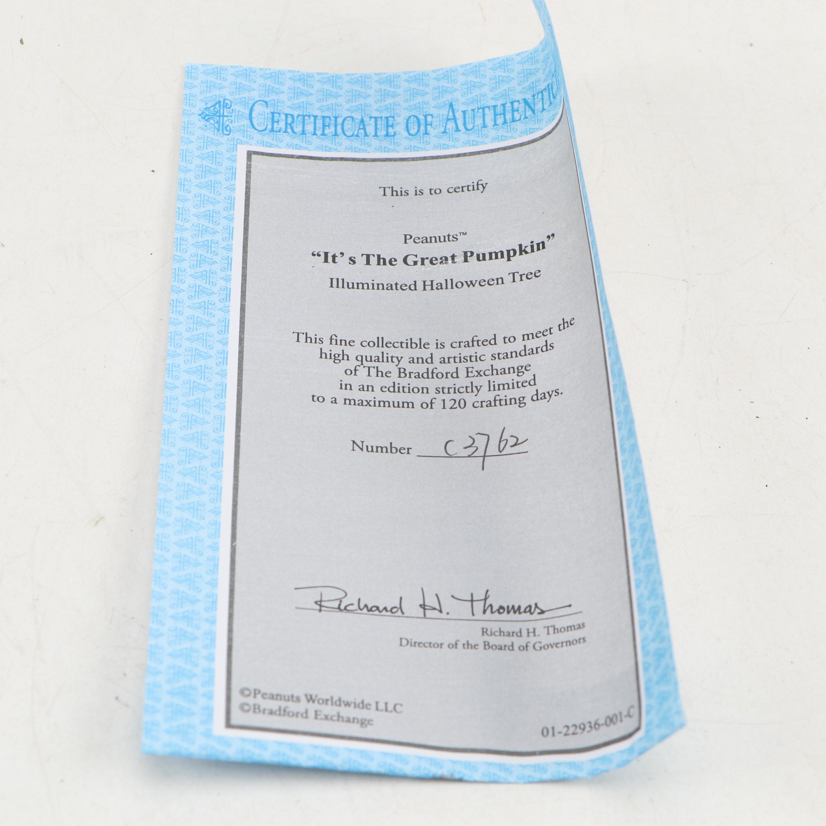 Bradford Exchange Peanuts "It's the Great Pumpkin" Illuminated Halloween Tree