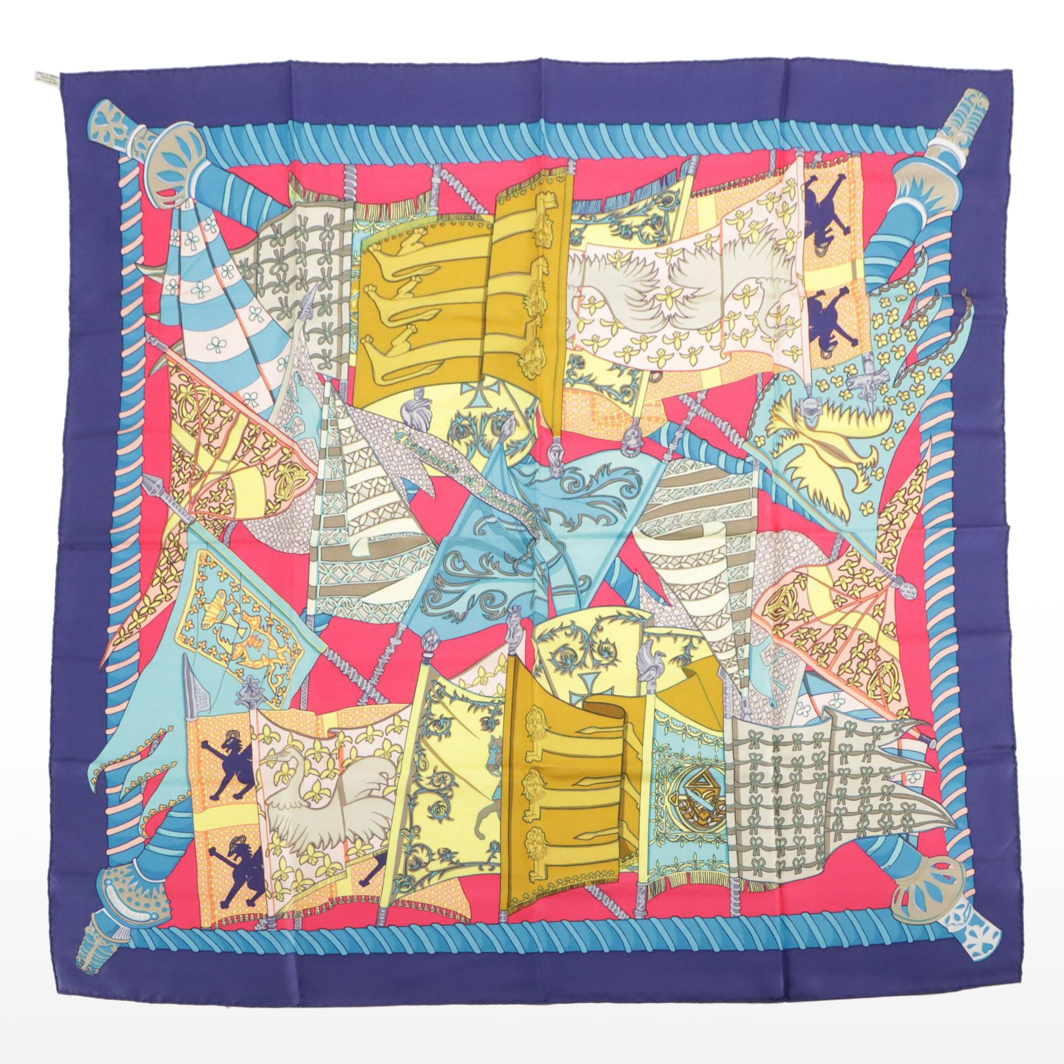 Hermès Early Issue "Étendards et Bannières" Scarf 90 in Silk Twill