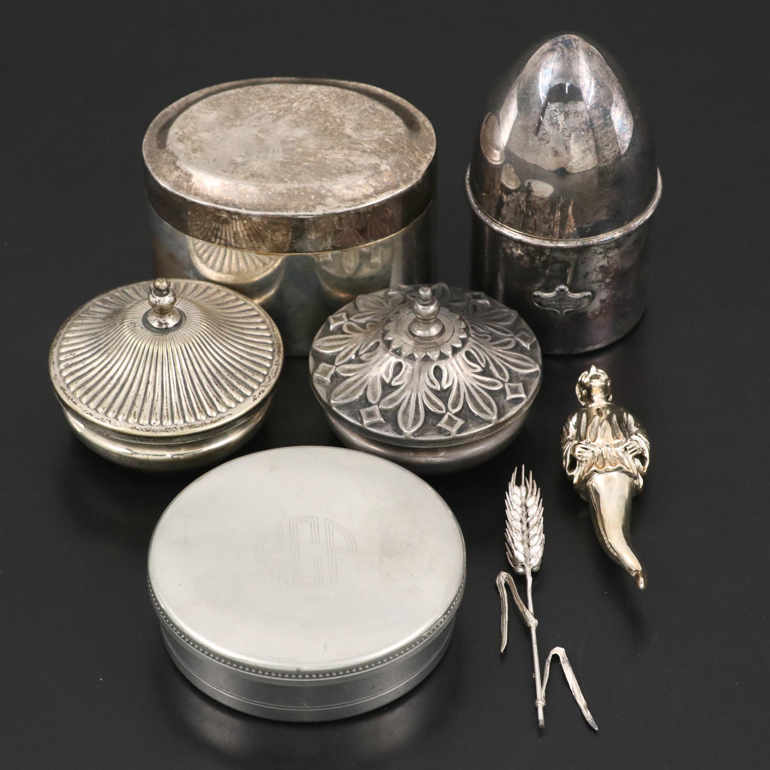 Italin Silver Horn Charm with Wheat Sheaf and Other Boxes