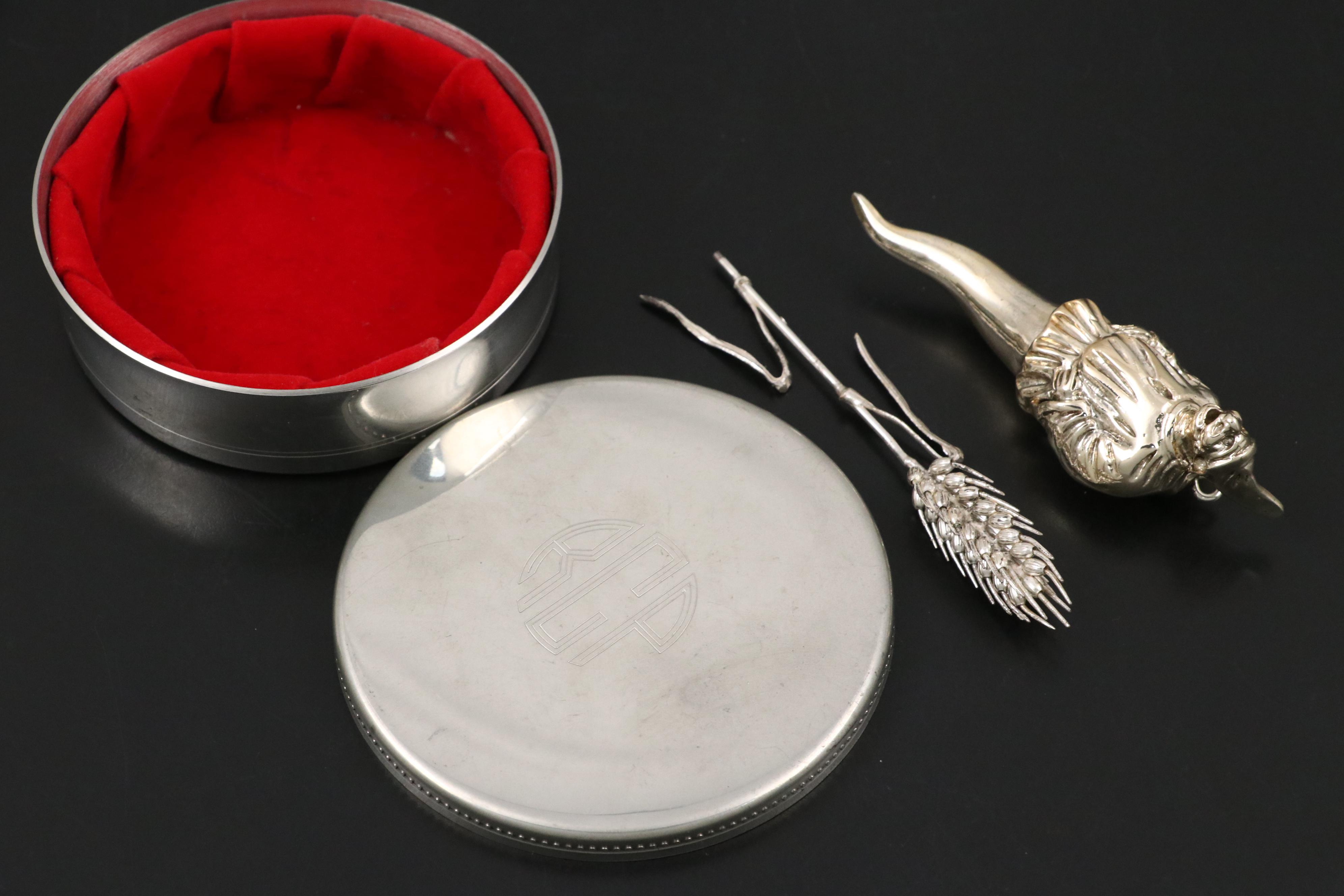 Italin Silver Horn Charm with Wheat Sheaf and Other Boxes