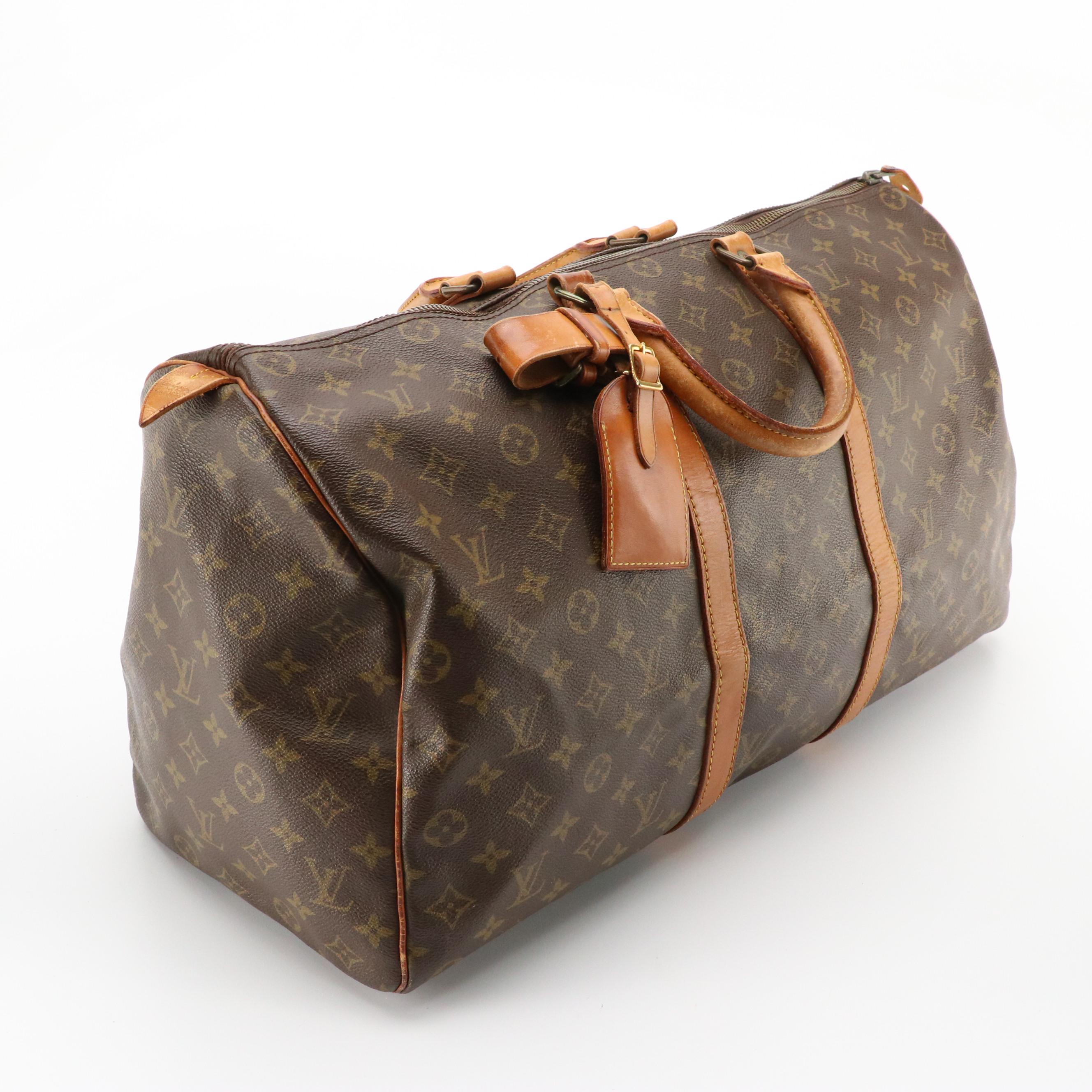 Louis Vuitton Keepall 50 Travel Bag in Monogram Canvas and Leather