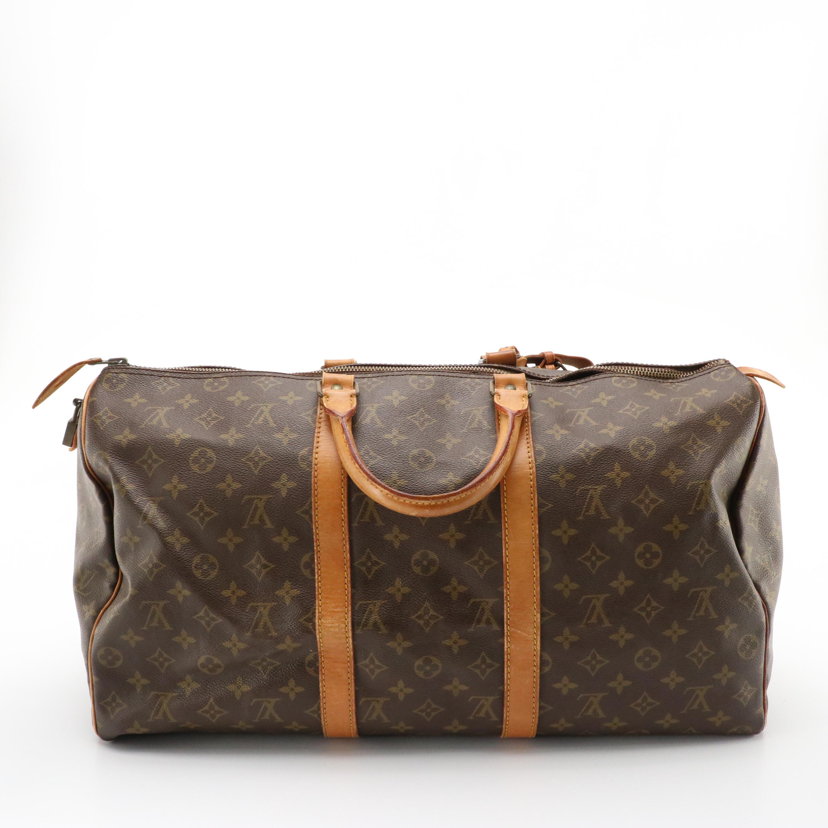 Louis Vuitton Keepall 50 Travel Bag in Monogram Canvas and Leather
