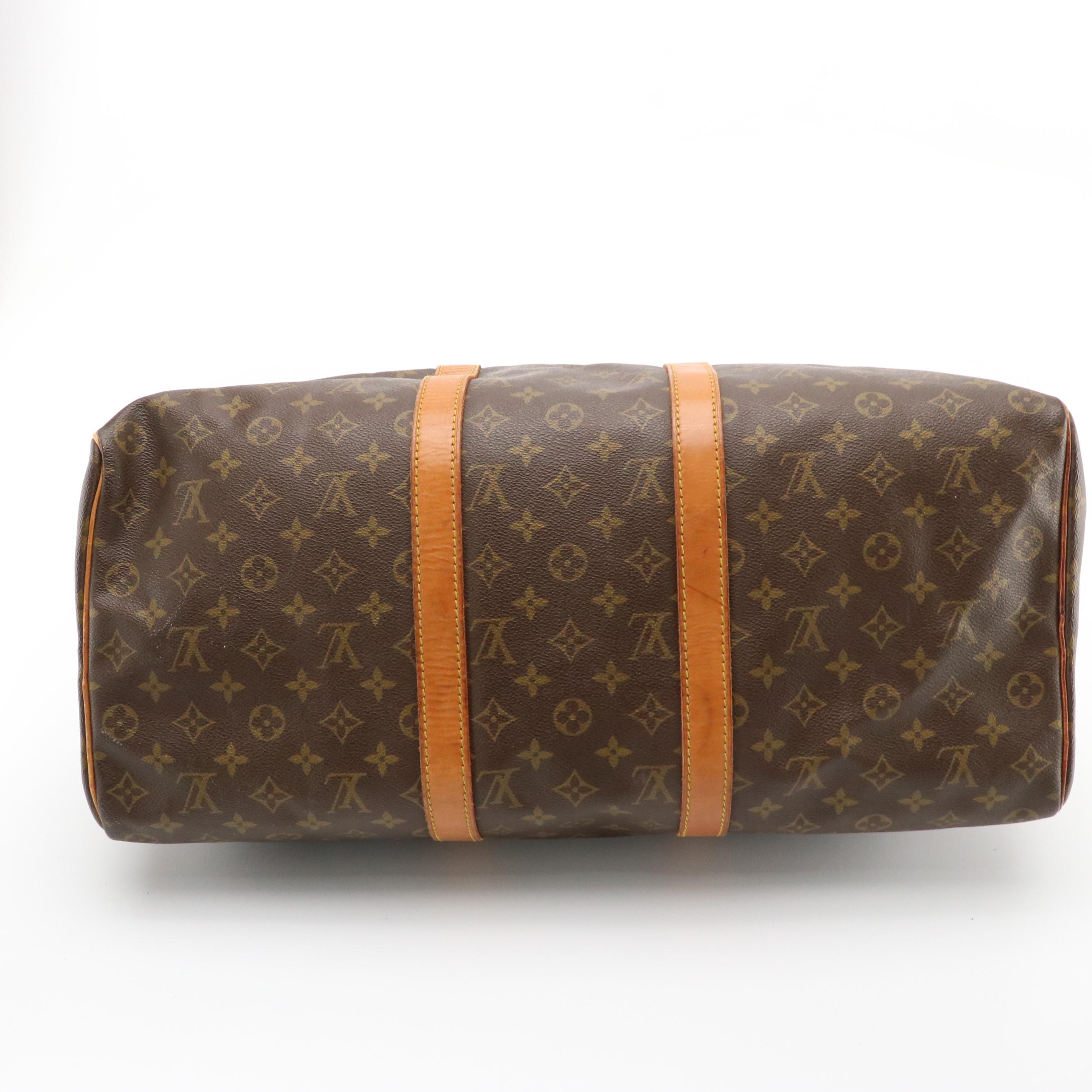 Louis Vuitton Keepall 50 Travel Bag in Monogram Canvas and Leather