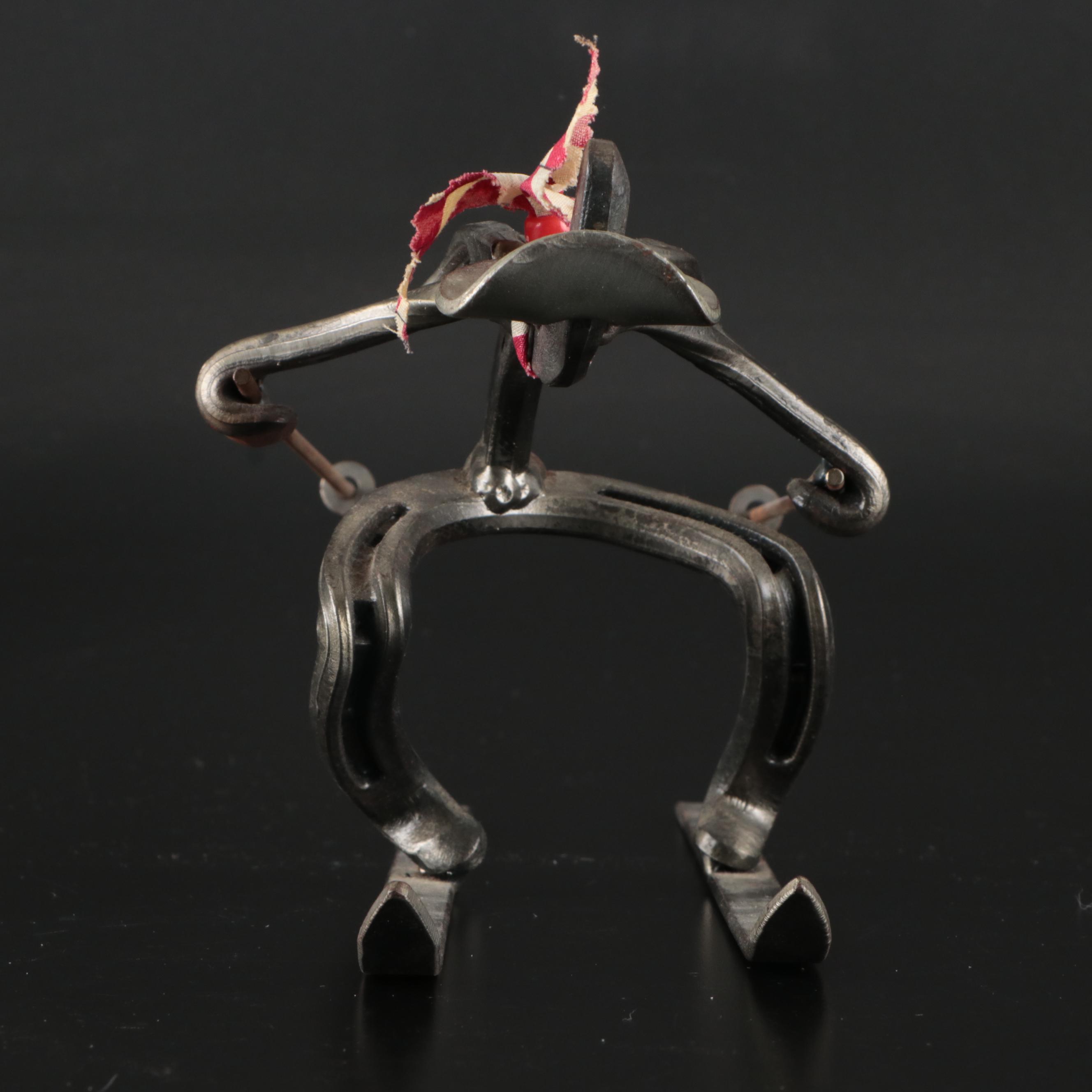 Handmade Metal Horseshoe Skier Sculpture and Other