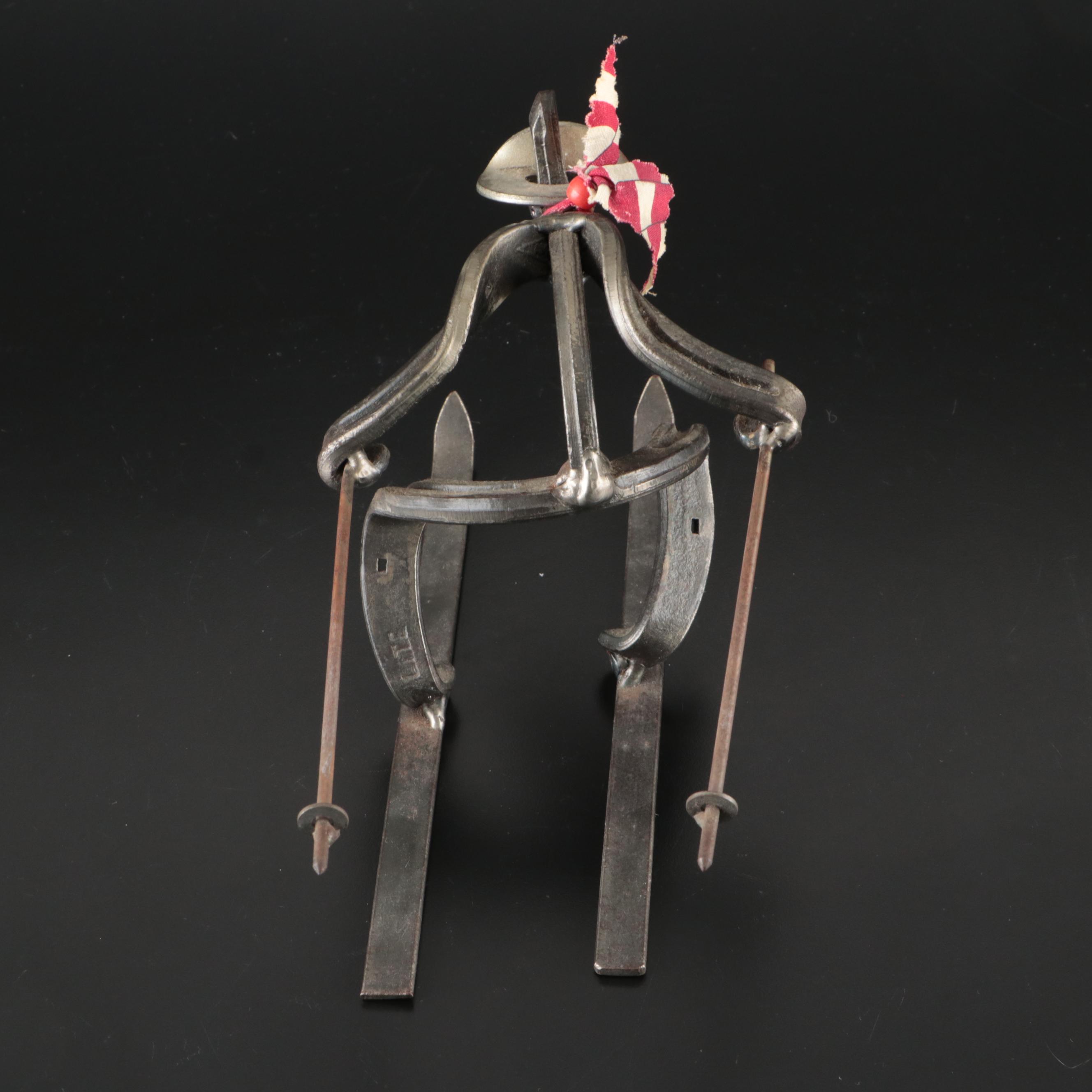 Handmade Metal Horseshoe Skier Sculpture and Other