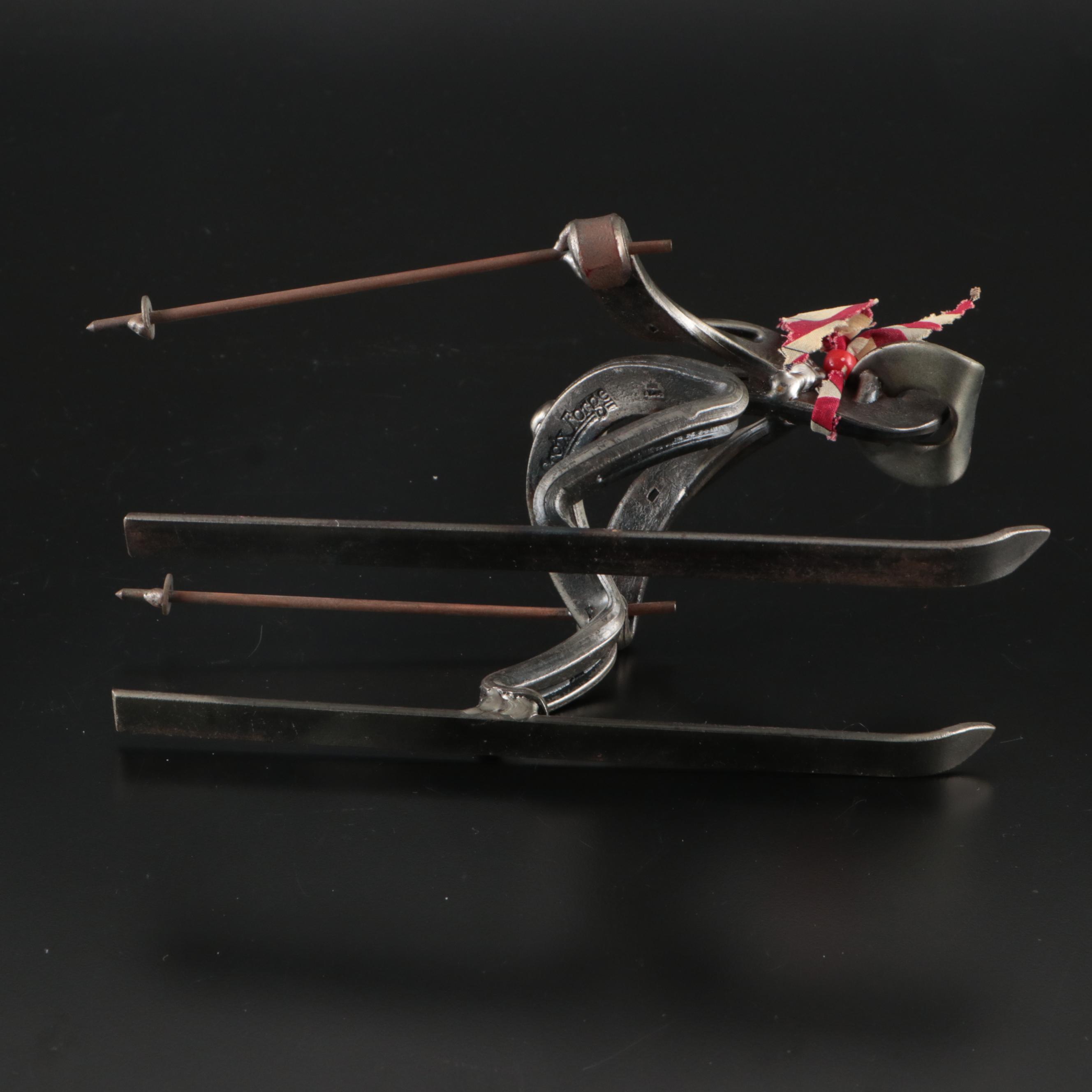Handmade Metal Horseshoe Skier Sculpture and Other