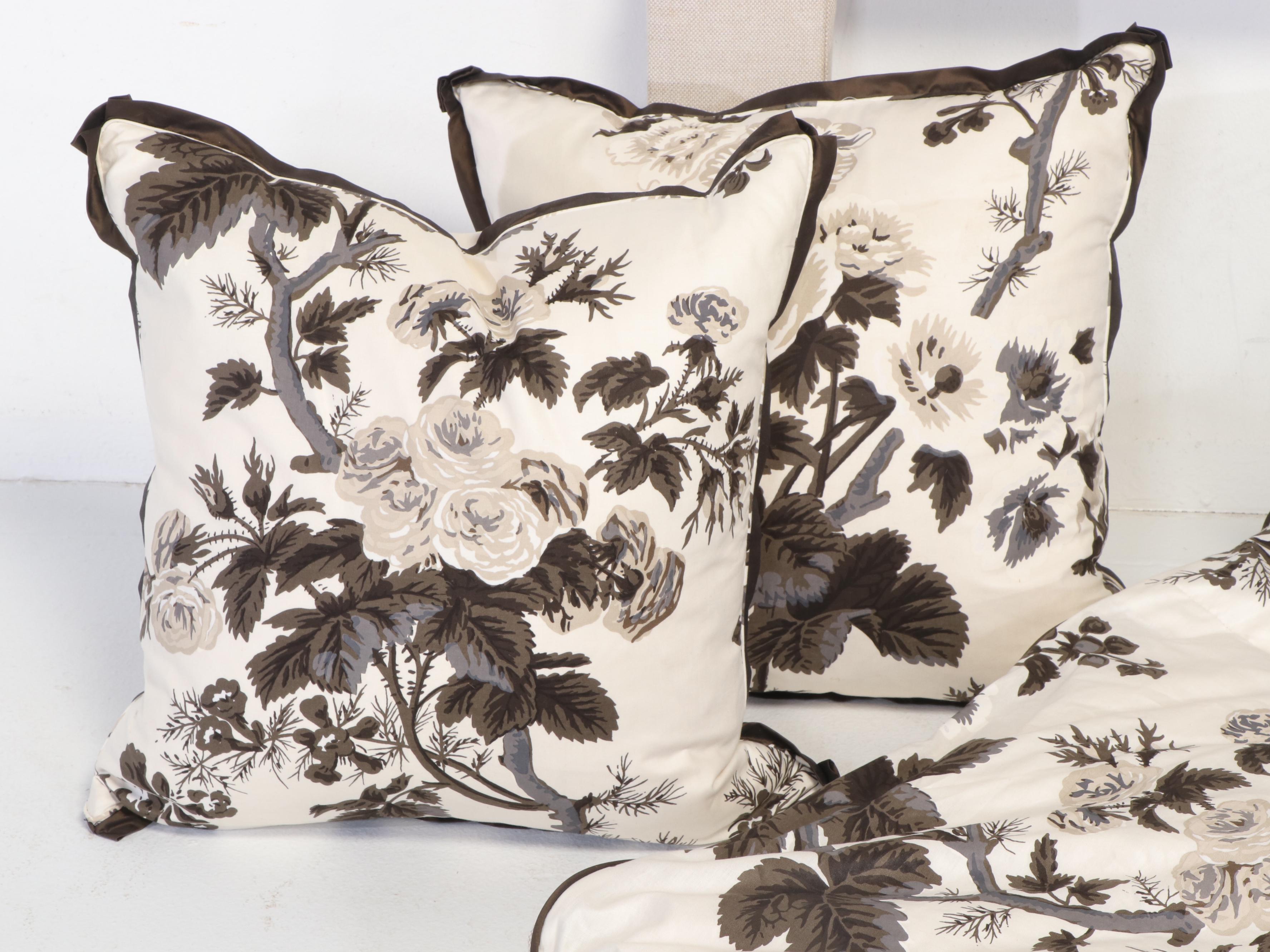 Contemporary Custom Upholstered Queen Size Headboard with Floral Bedding Set