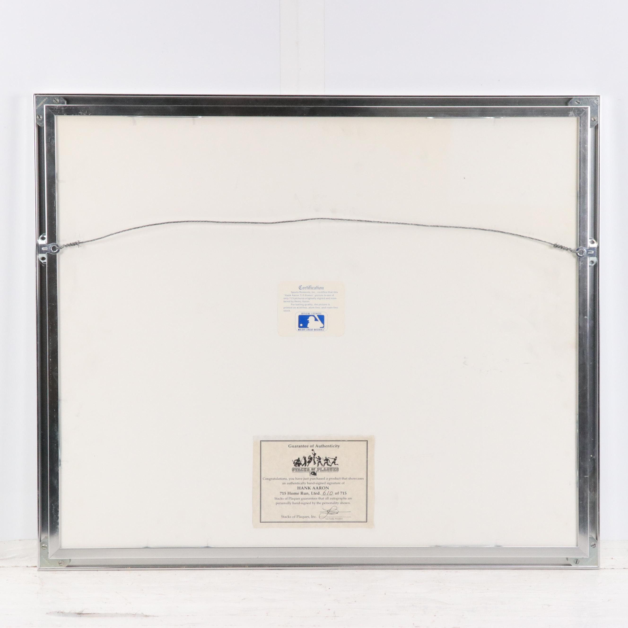 Hank Aaron Signed Limited Edition "Number 715" Atlanta Braves Framed Print