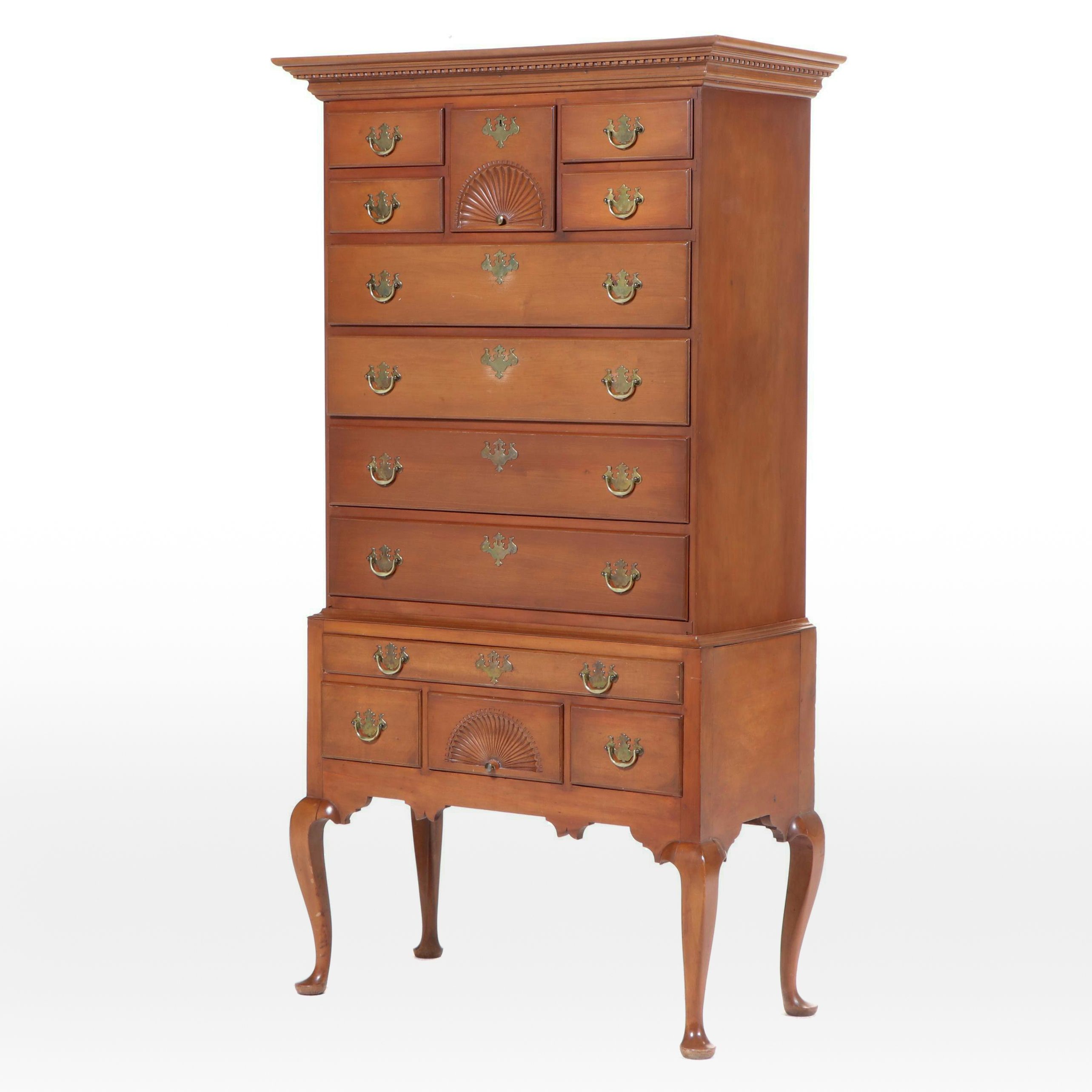 Queen Anne Style Cherry Highboy, Late 20th Century