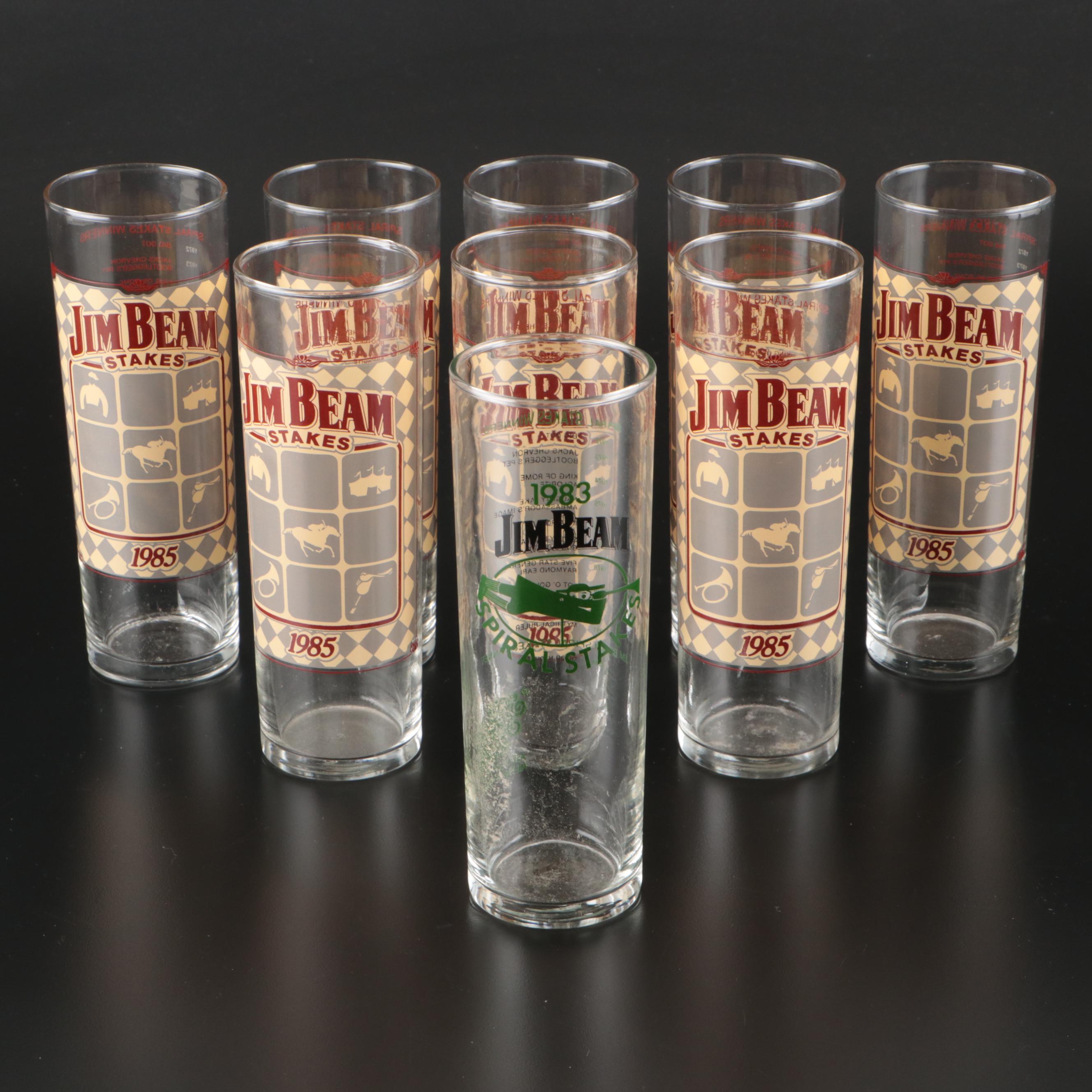 1983 and 1985 Spiral Spring Festival Jim Beam Stakes Highball Glasses
