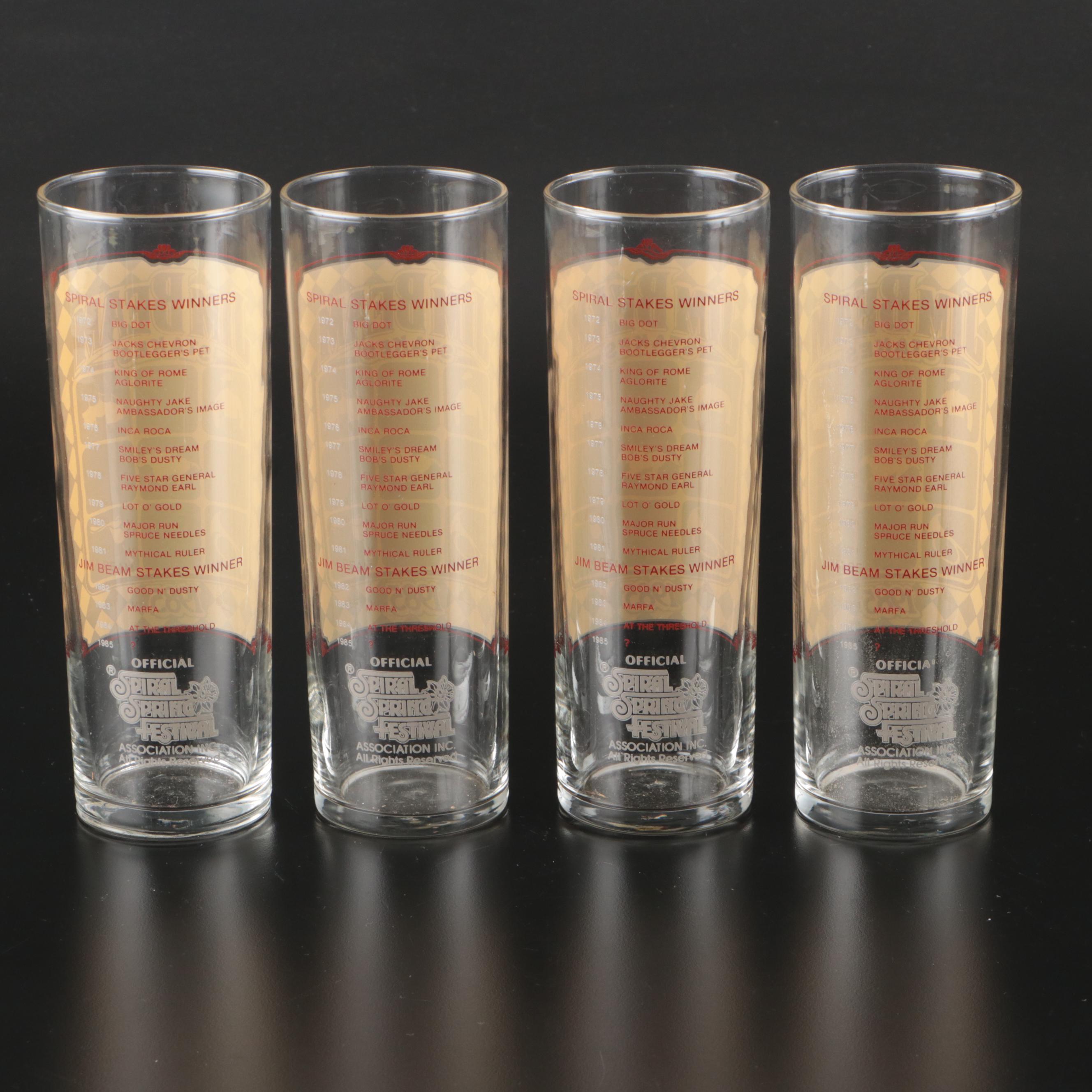 1983 and 1985 Spiral Spring Festival Jim Beam Stakes Highball Glasses