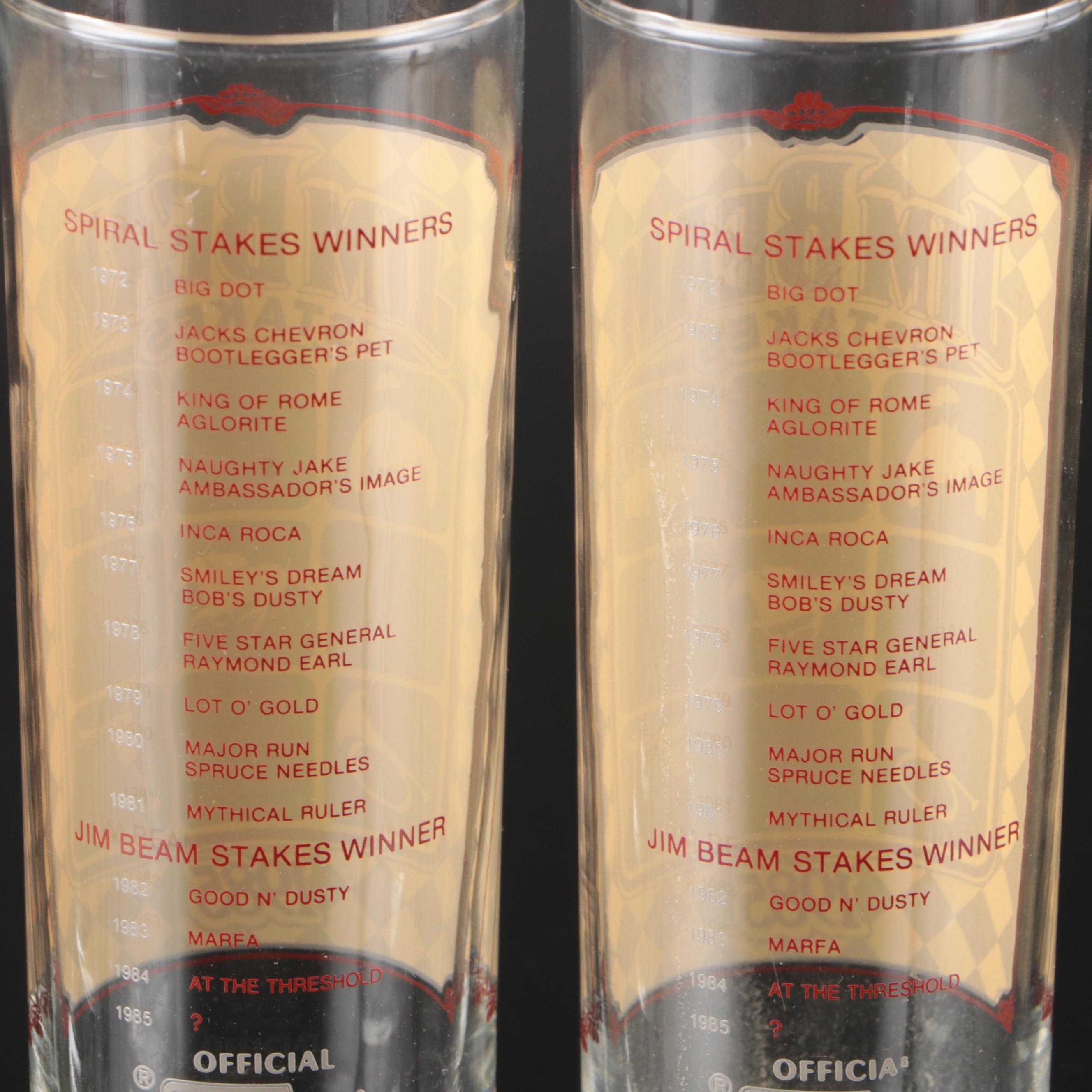 1983 and 1985 Spiral Spring Festival Jim Beam Stakes Highball Glasses
