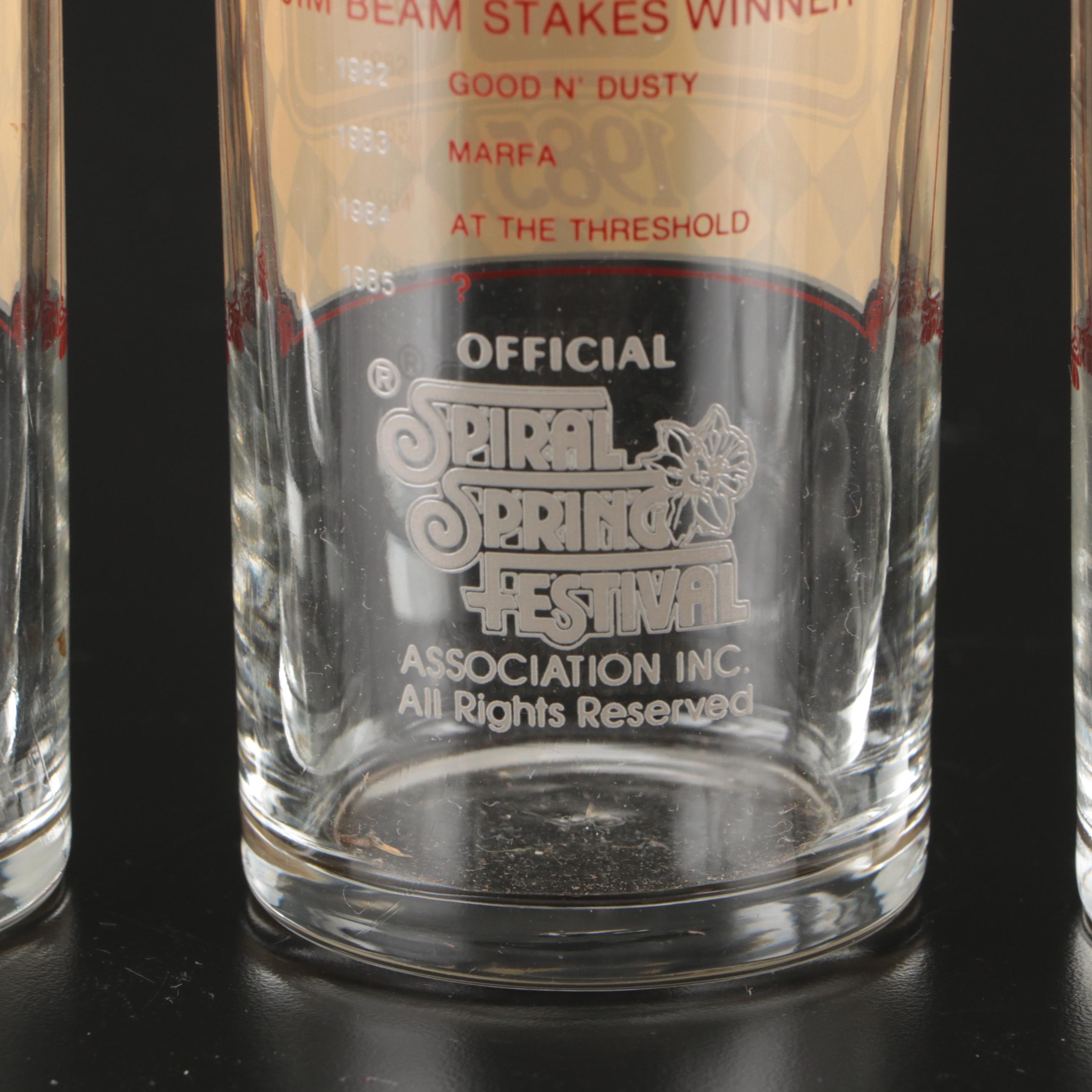 1983 and 1985 Spiral Spring Festival Jim Beam Stakes Highball Glasses