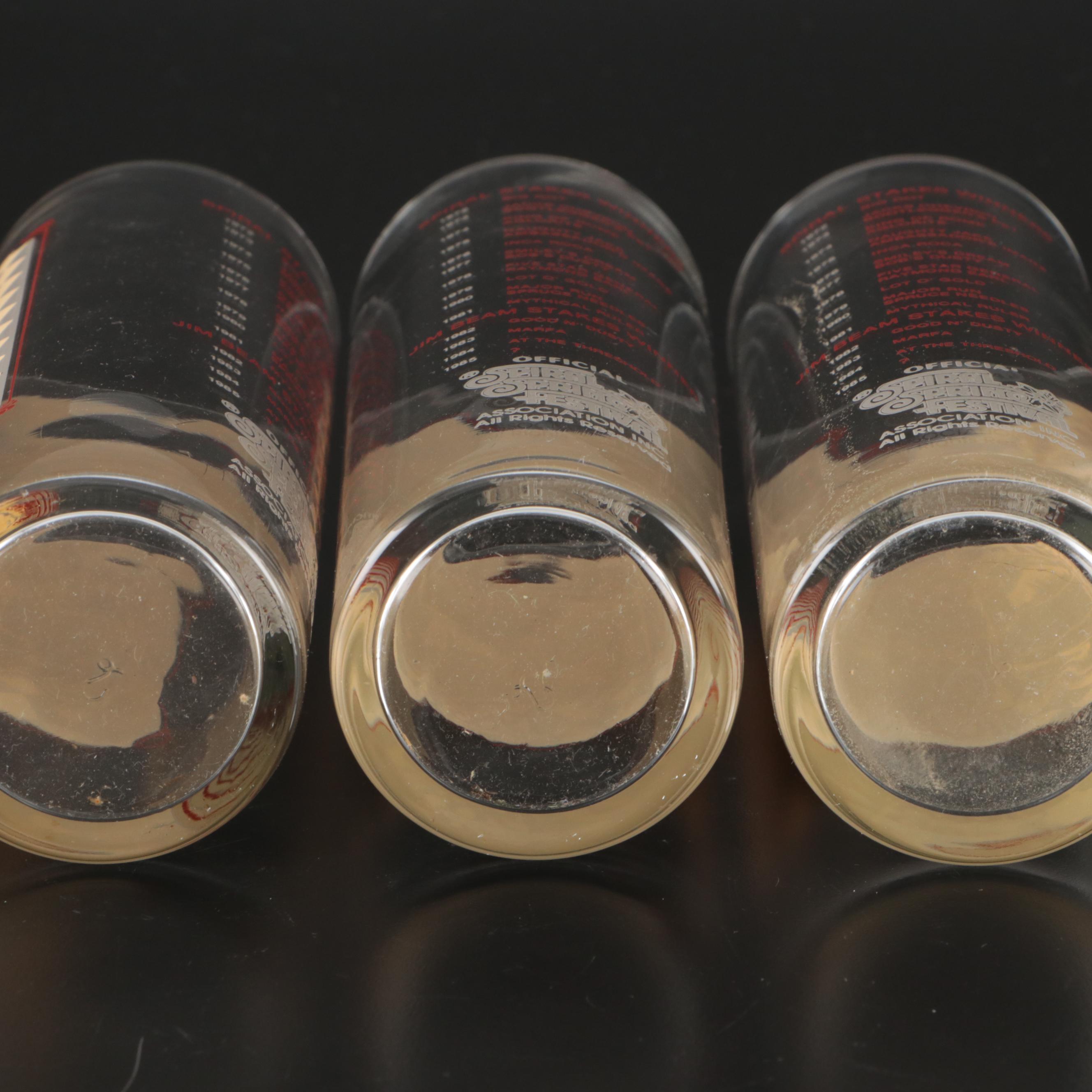 1983 and 1985 Spiral Spring Festival Jim Beam Stakes Highball Glasses