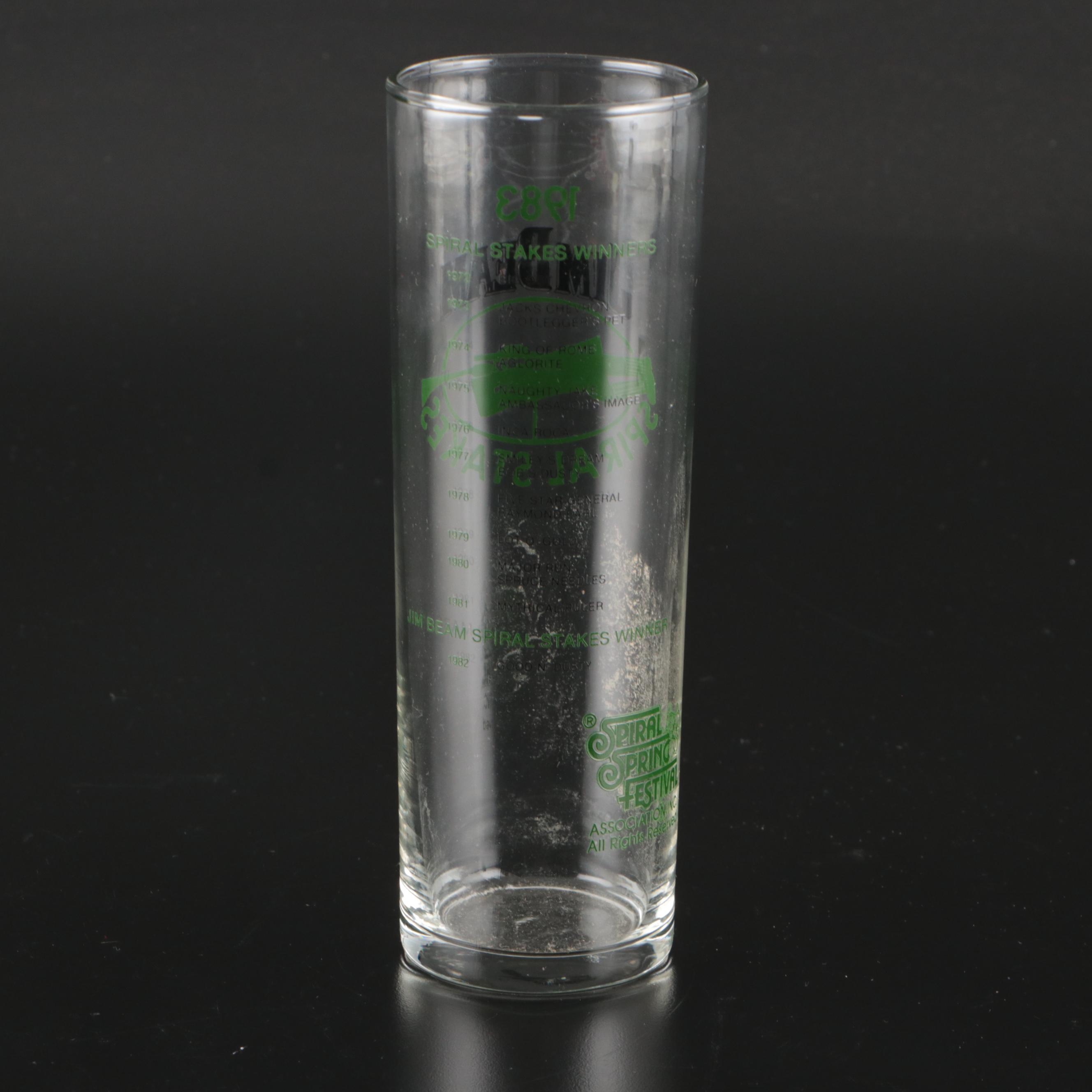 1983 and 1985 Spiral Spring Festival Jim Beam Stakes Highball Glasses