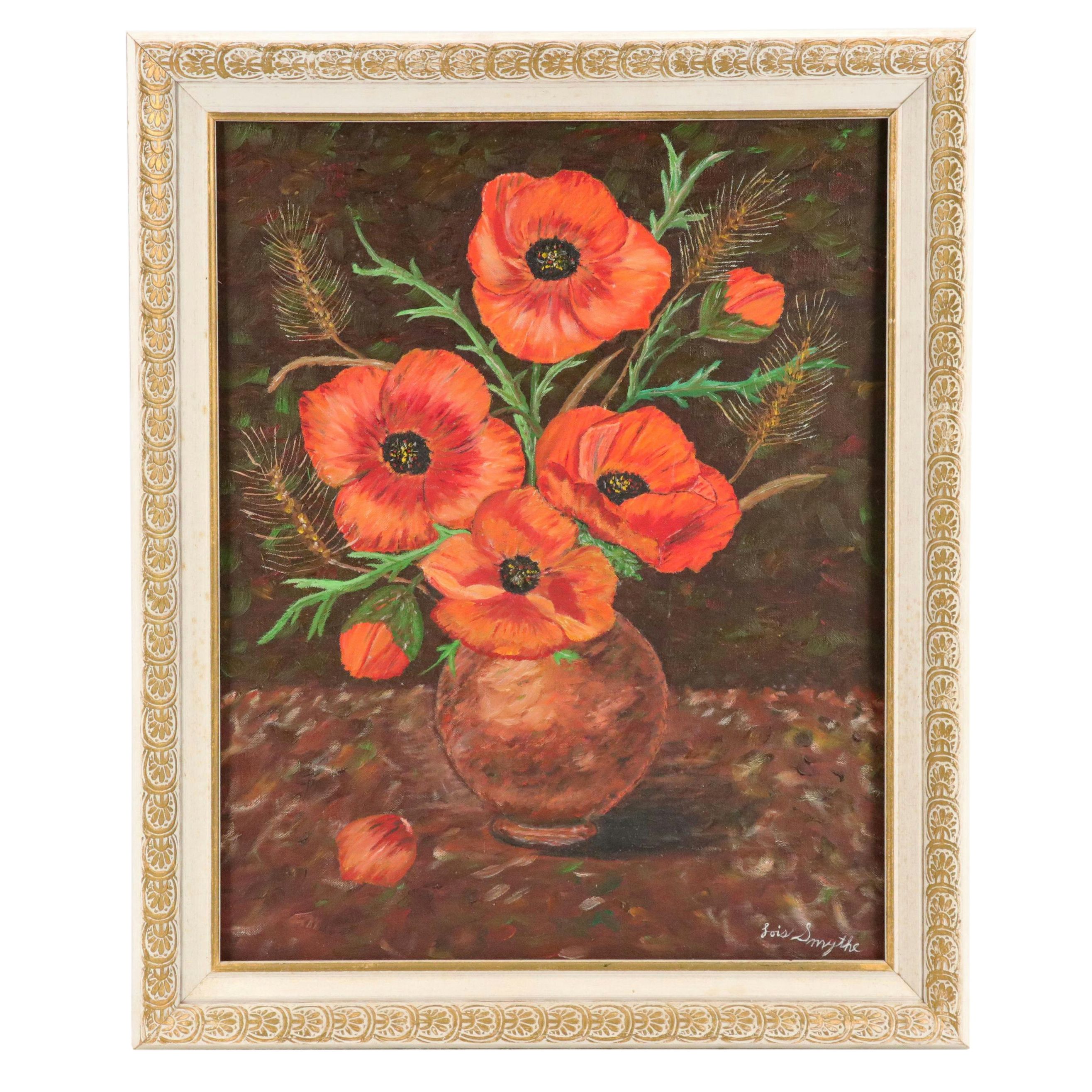 Lois Smyth Still Life Oil Painting "Poppy," Late 20th Century