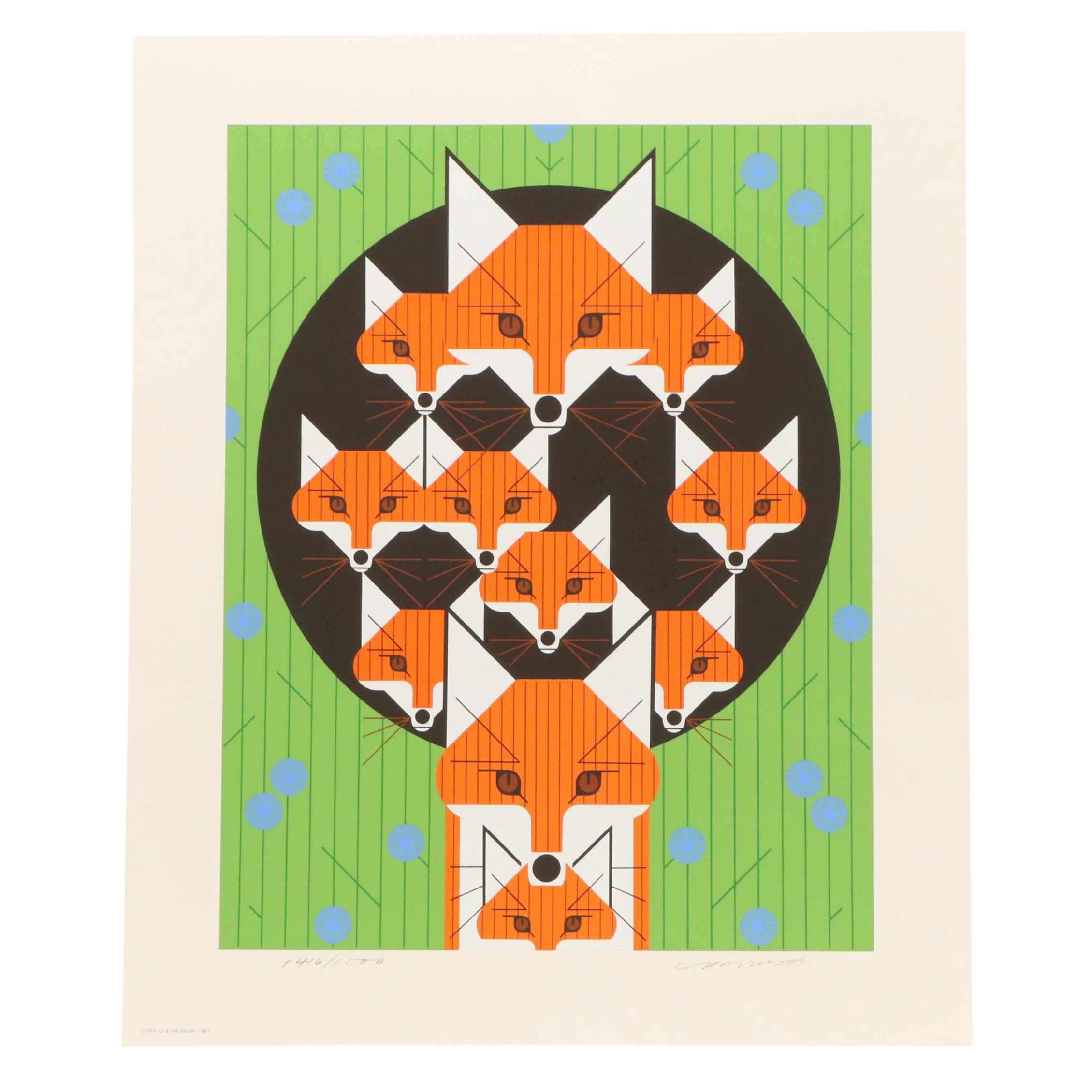 Charley Harper Serigraph "Foxsimiles," 1981