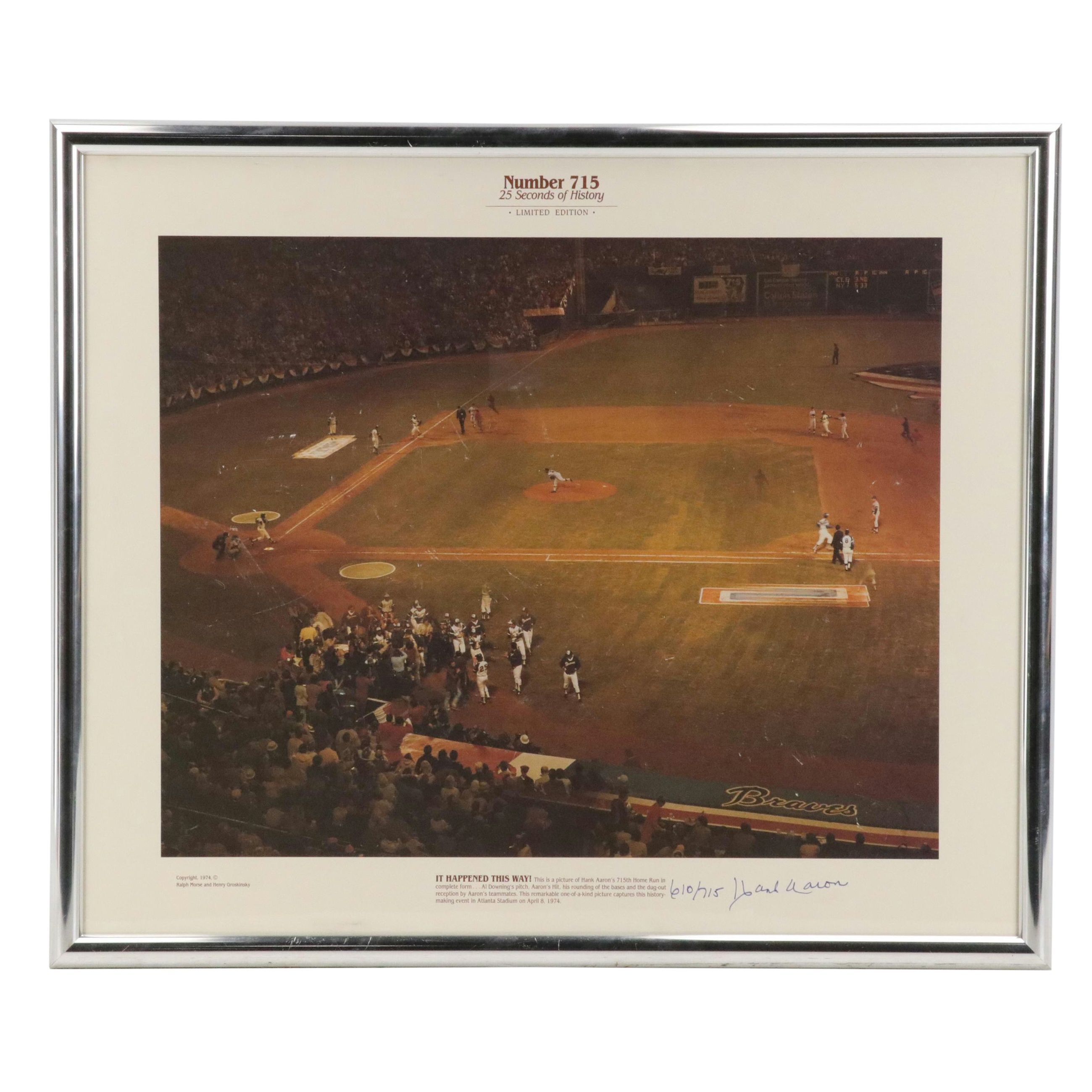 Hank Aaron Signed Limited Edition "Number 715" Atlanta Braves Framed Print