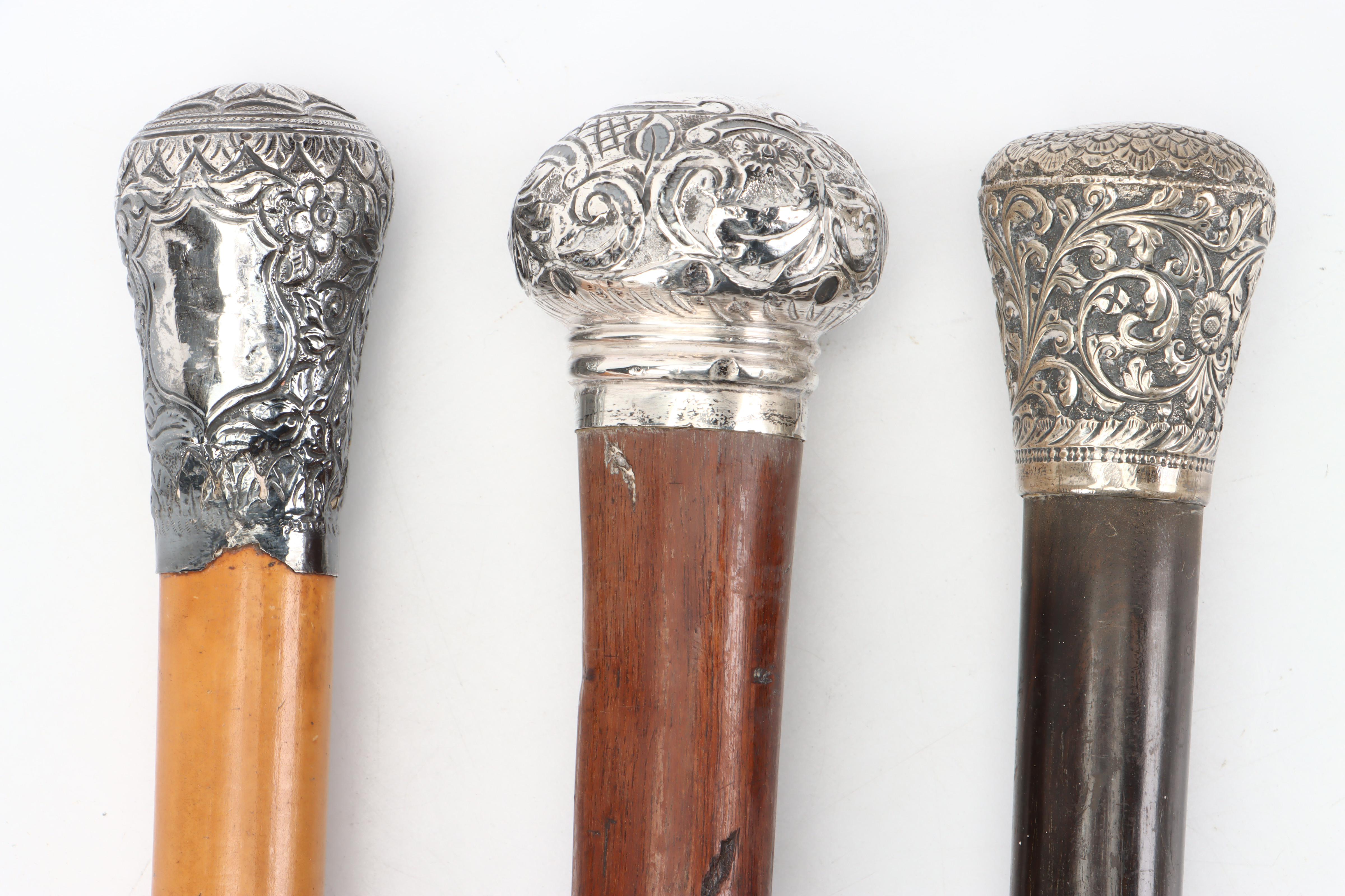 J.H. Worrall, Son & Co. Sterling Handled Cane and Other Silver Handled Canes