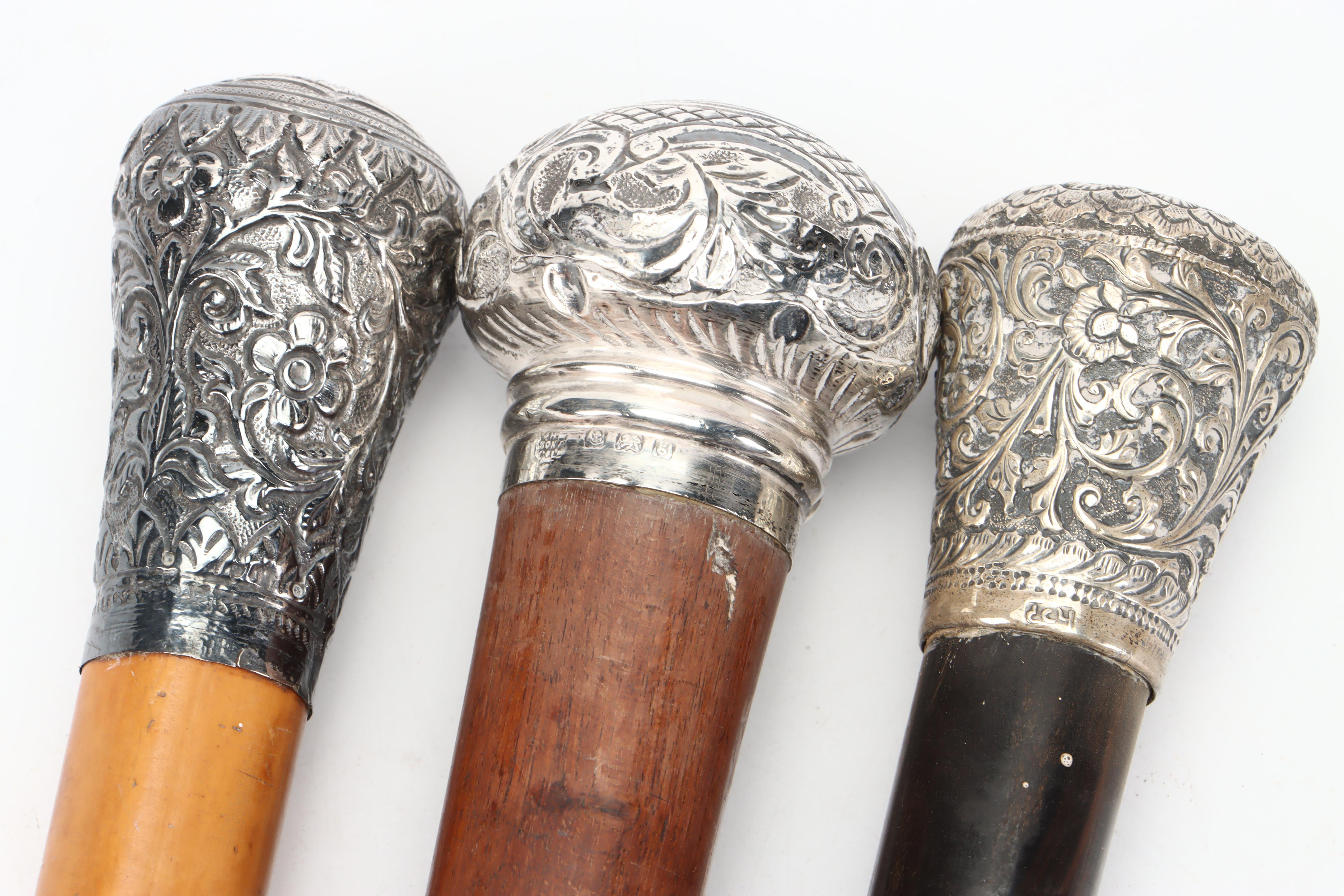 J.H. Worrall, Son & Co. Sterling Handled Cane and Other Silver Handled Canes