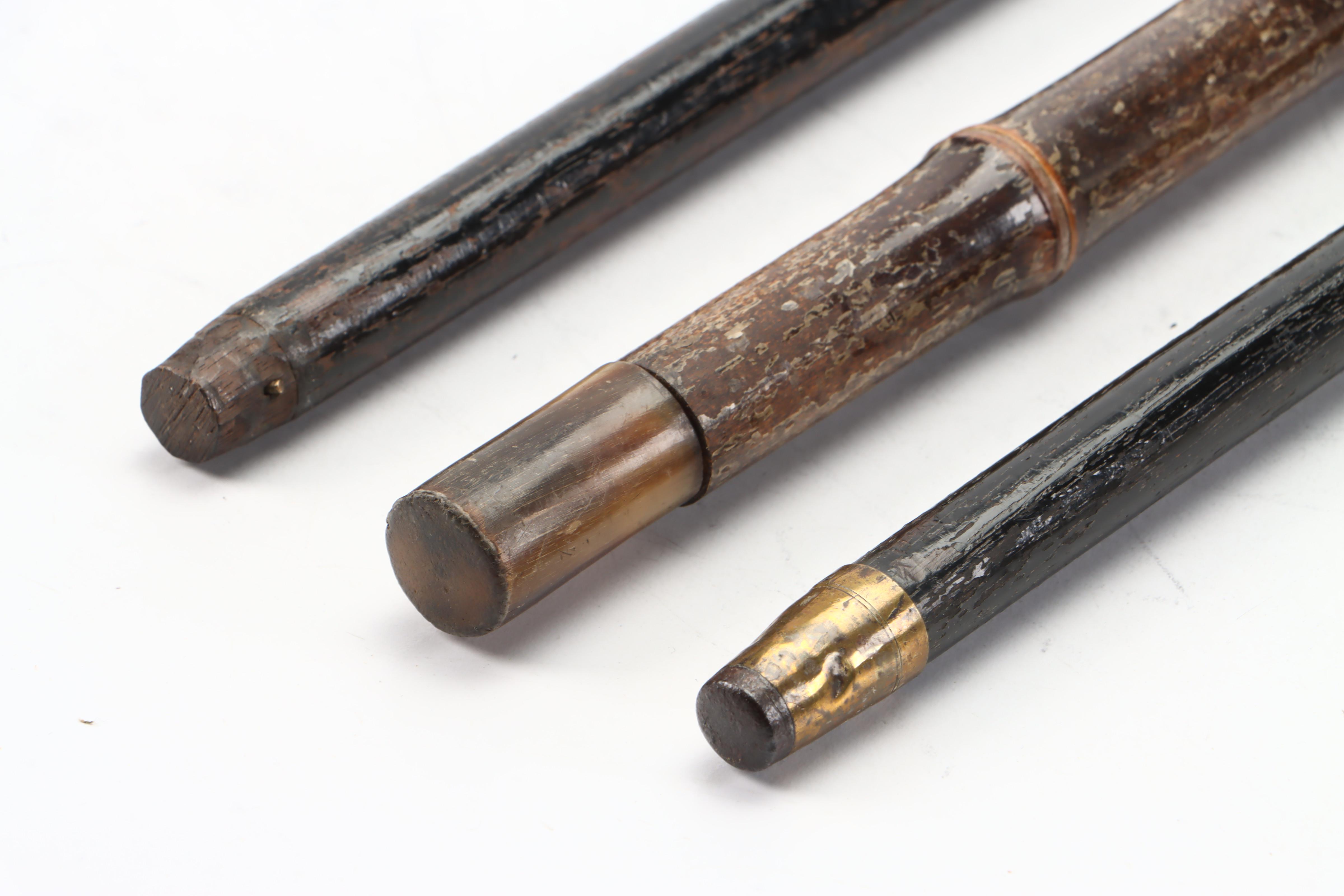 English Sterling Silver Handled Walking Canes, Late 19th / Early 20th Century