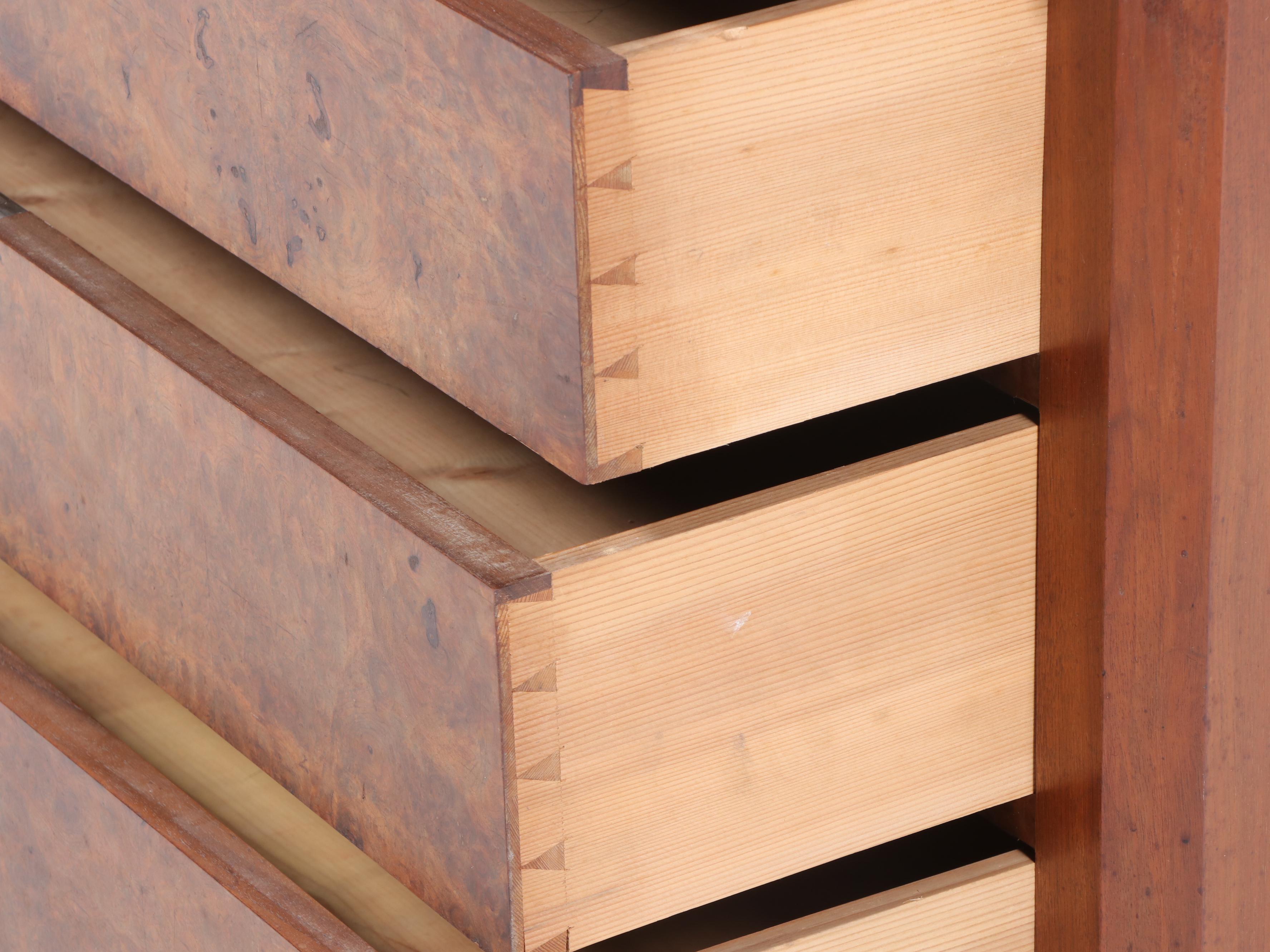 Louis Philippe Style Walnut, Maple, Rosewood, & White Marble Secrétaire Commode