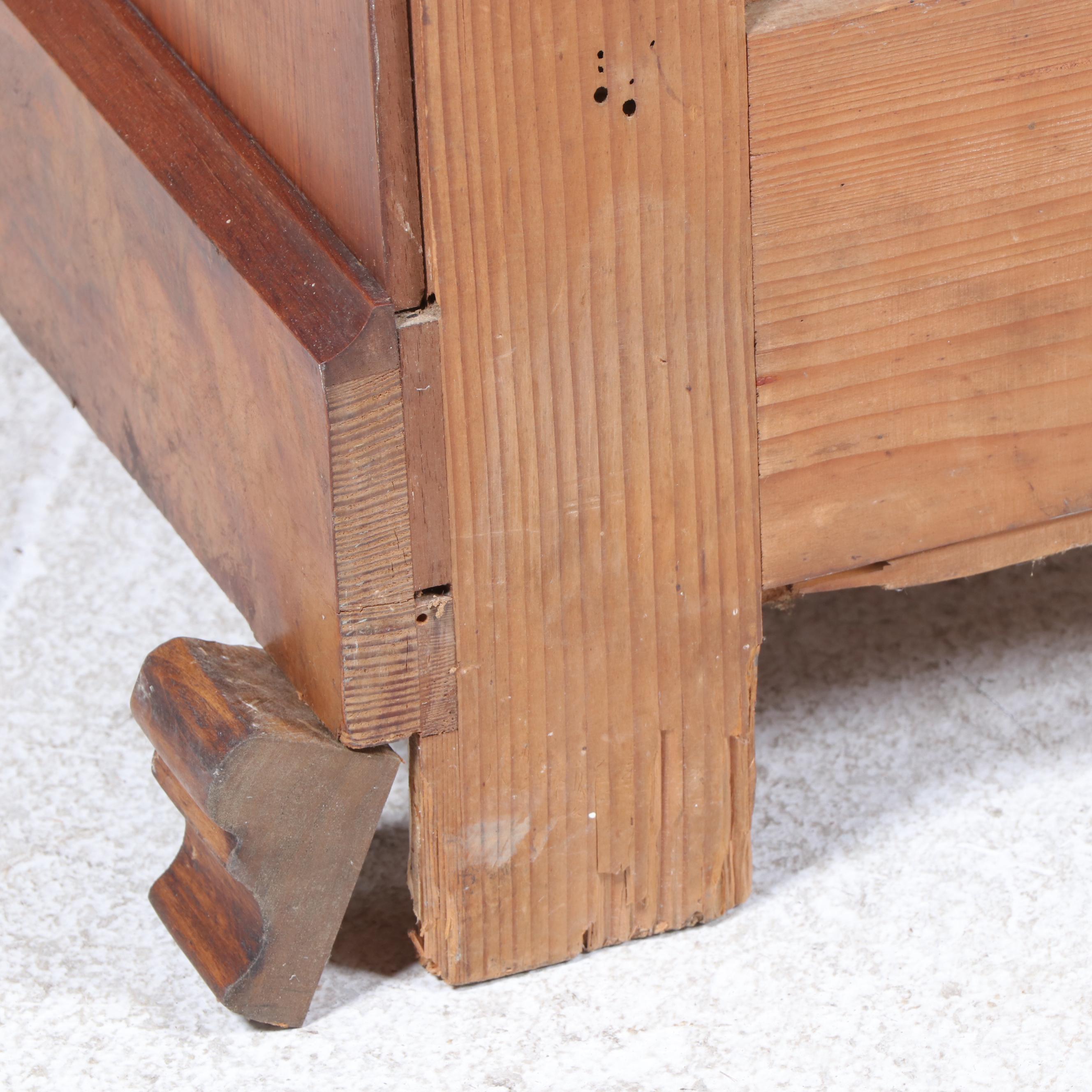 Louis Philippe Style Walnut, Maple, Rosewood, & White Marble Secrétaire Commode