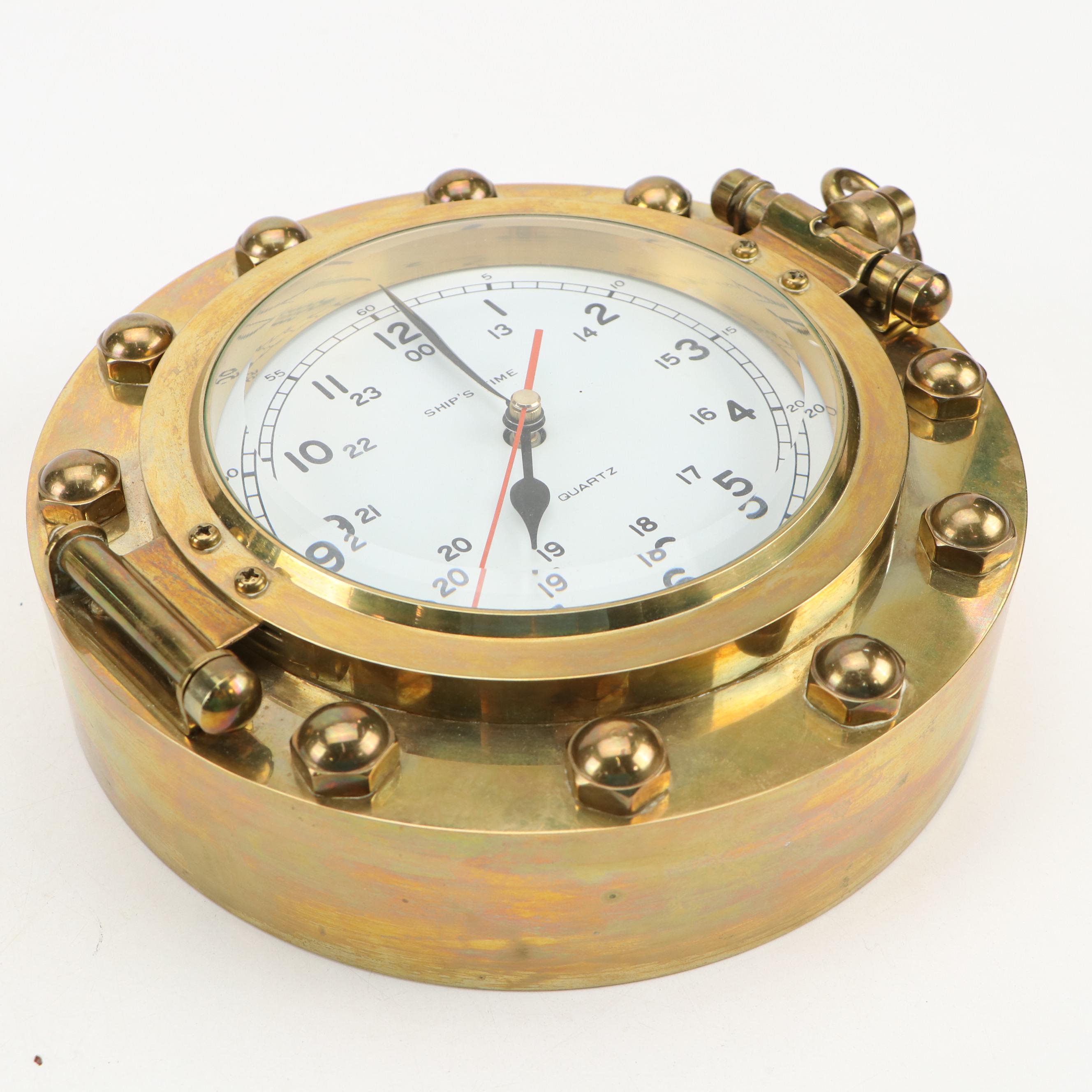 Penco Brass Porthole Wall Clock