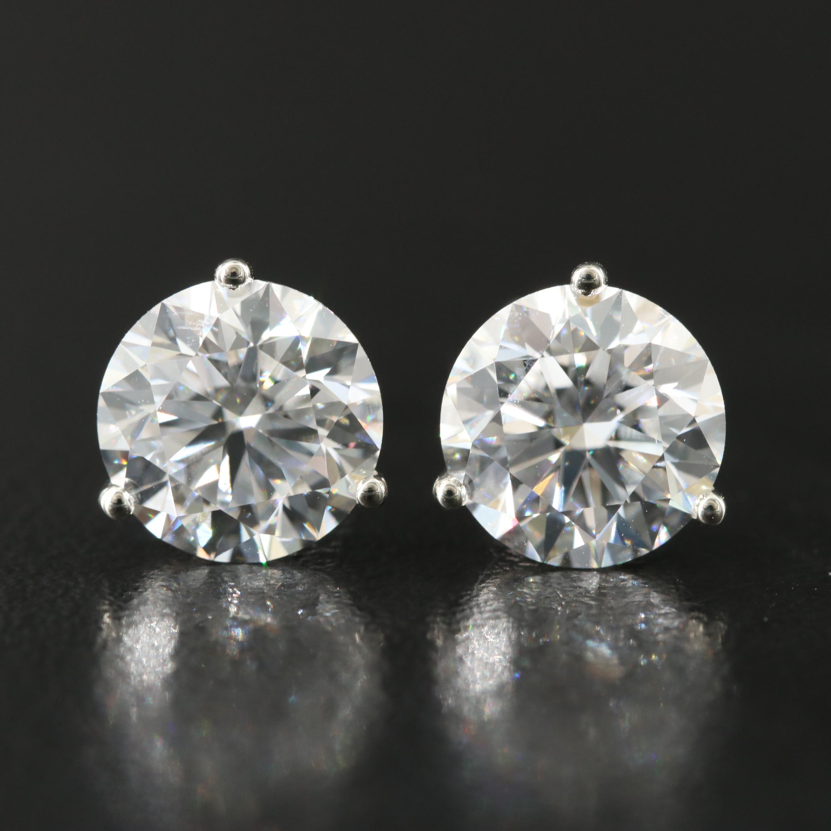 18K 5.47 CTW Lab Grown Diamond Martini Stud Earrings with IGI Reports