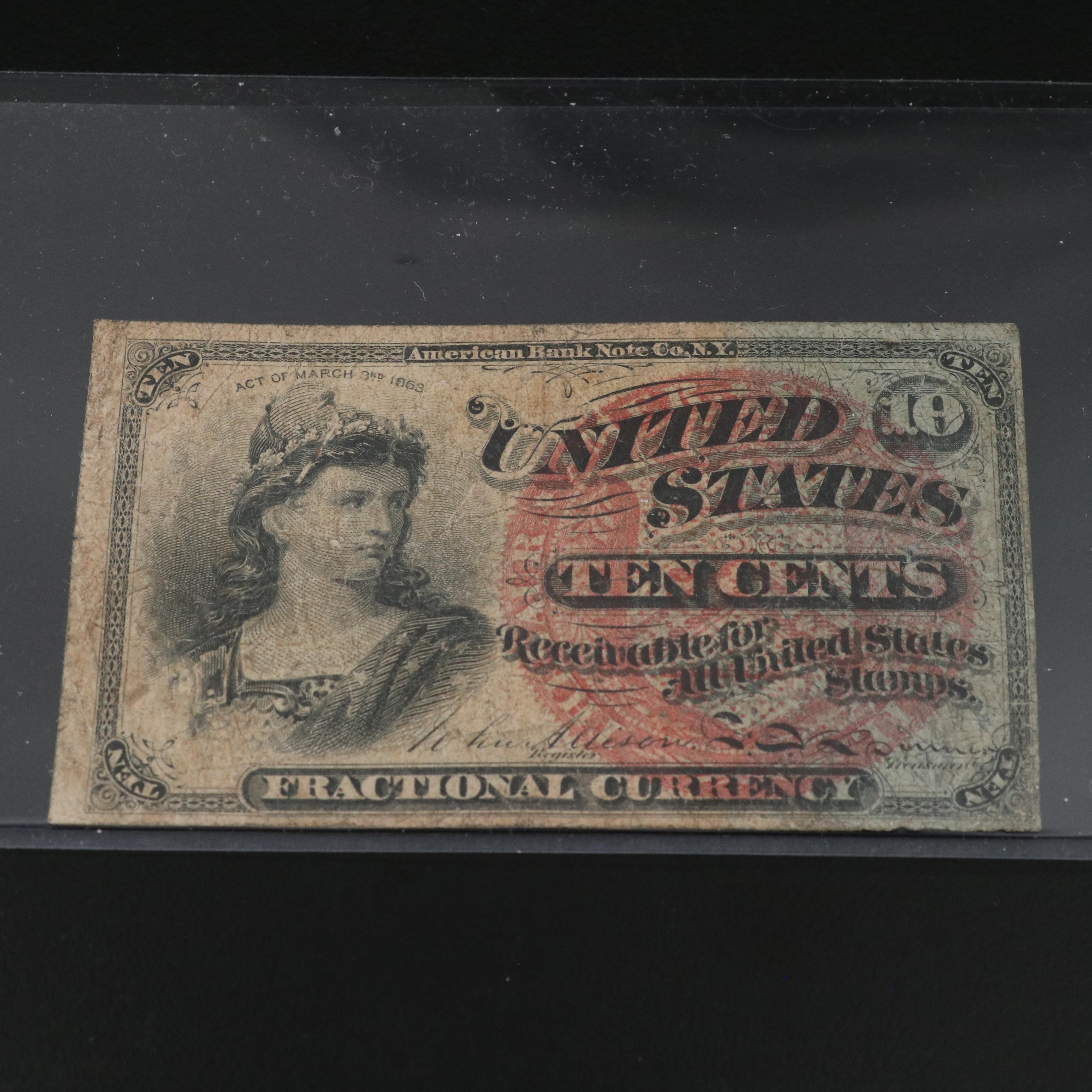 1899 Black Eagle One Dollar Silver Certificate and Four Obsolete Currency Notes