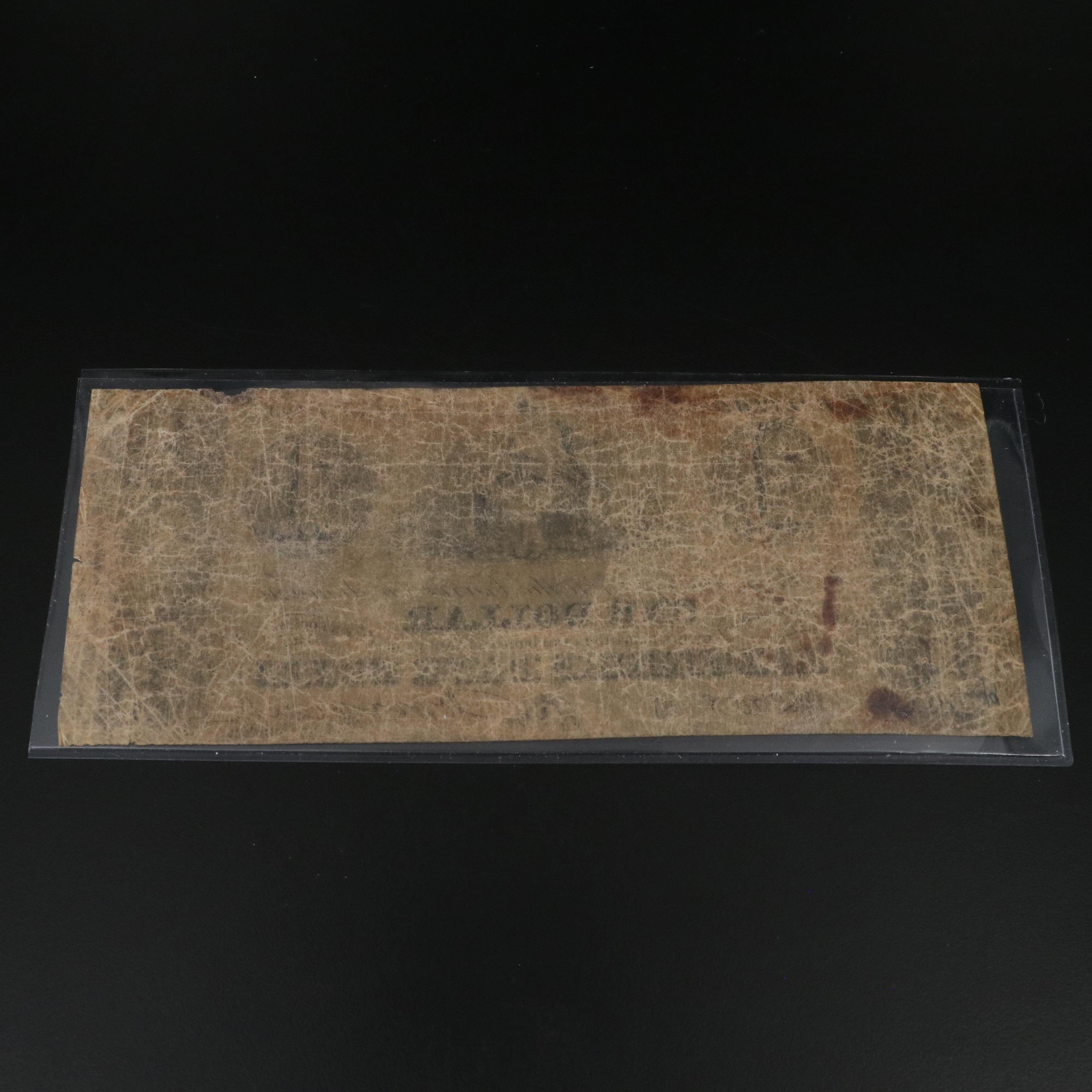 1899 Black Eagle One Dollar Silver Certificate and Four Obsolete Currency Notes