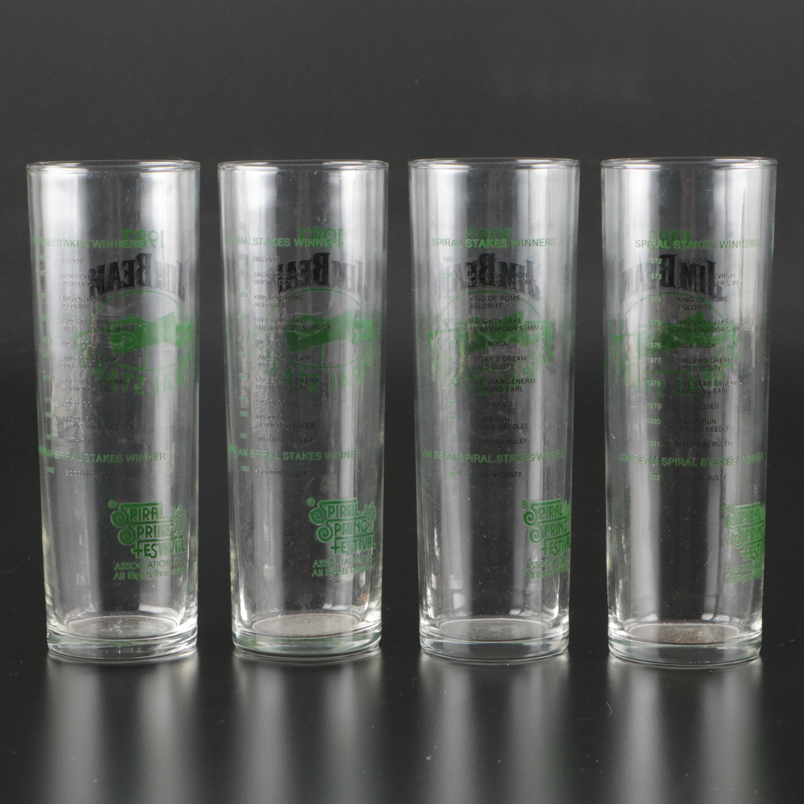 Libbey Glass 1983 Spiral Spring Festival Jim Beam Stakes Highball Glasses