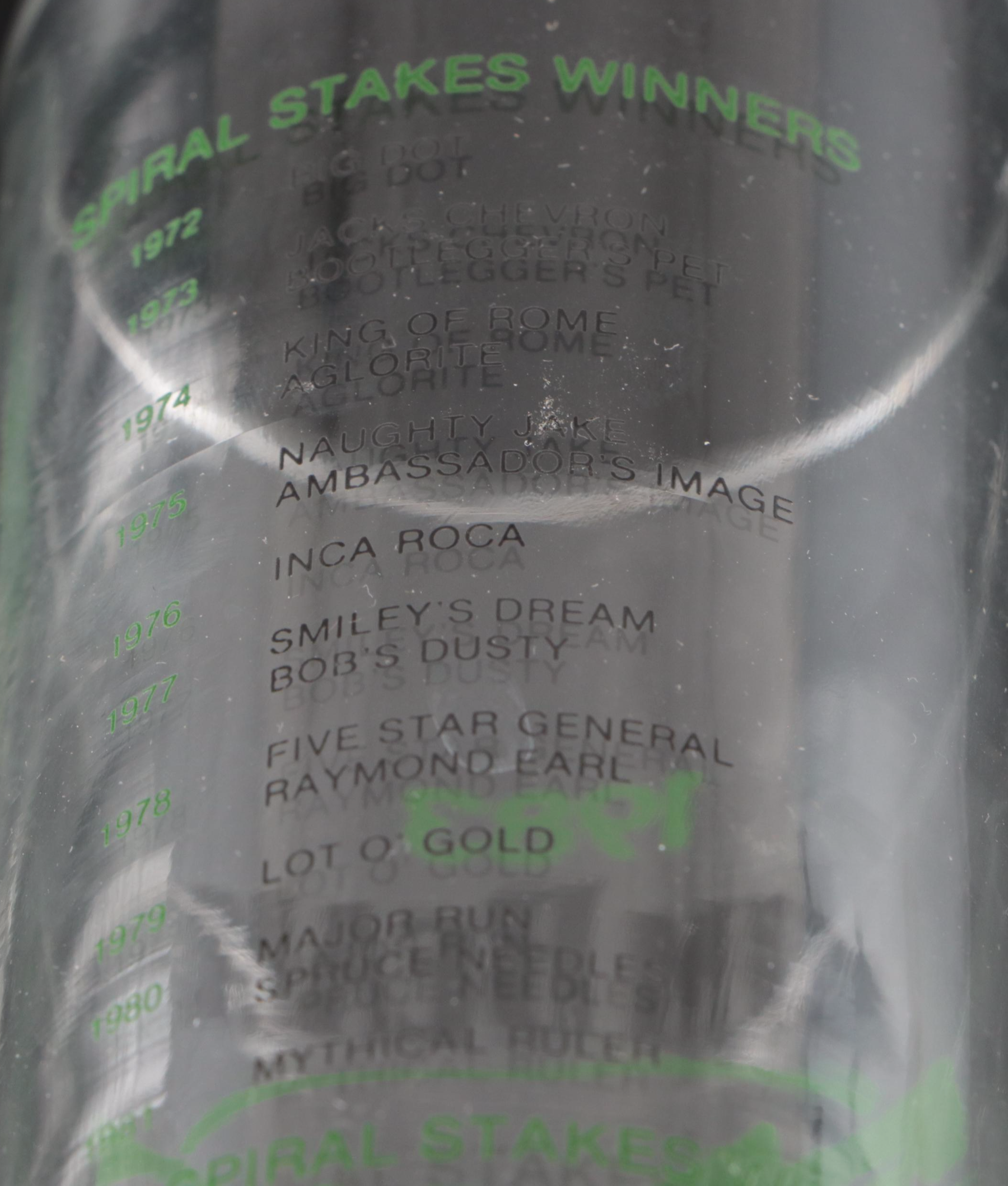 Libbey Glass 1983 Spiral Spring Festival Jim Beam Stakes Highball Glasses