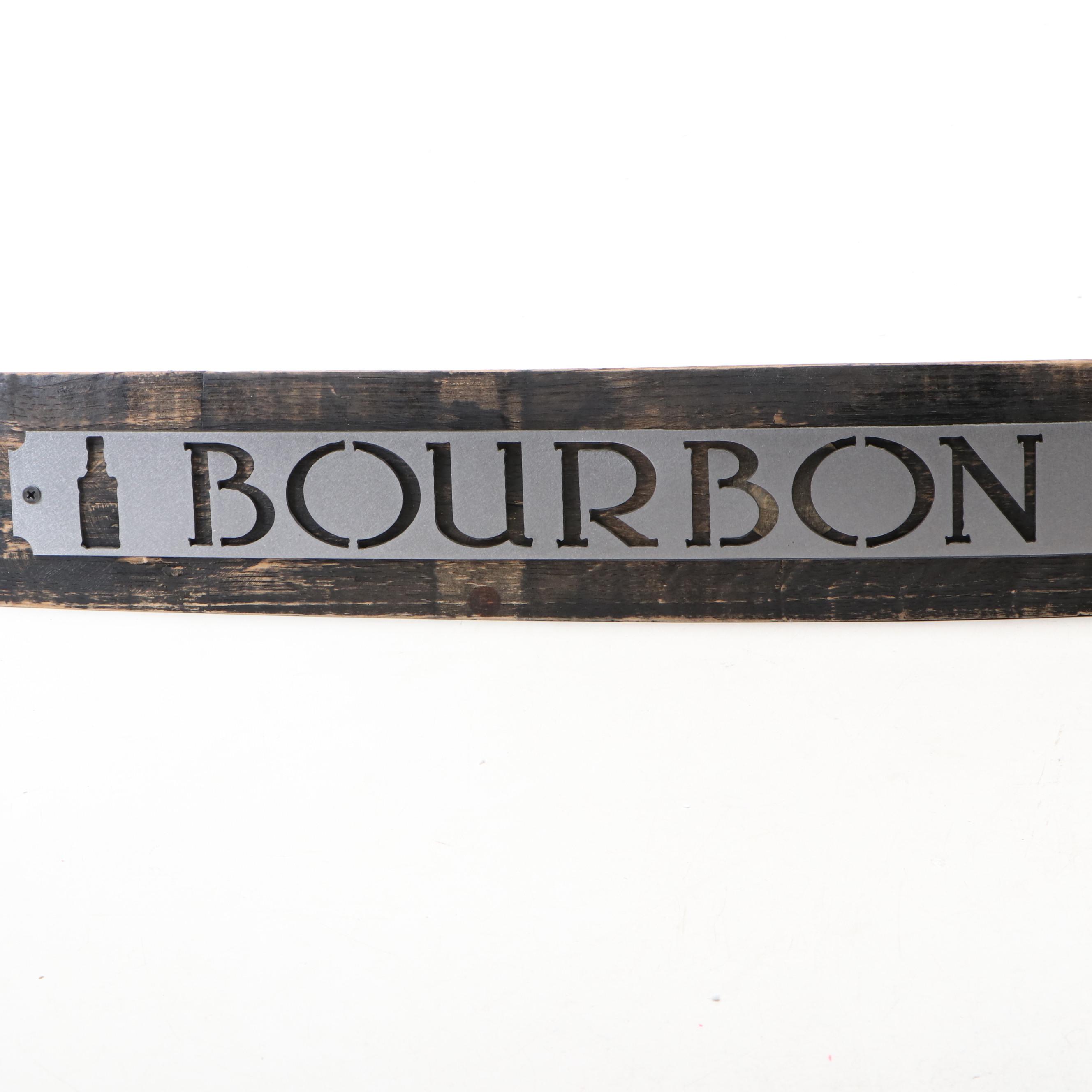 Charred Oak Stave Bourbon Bar Sign