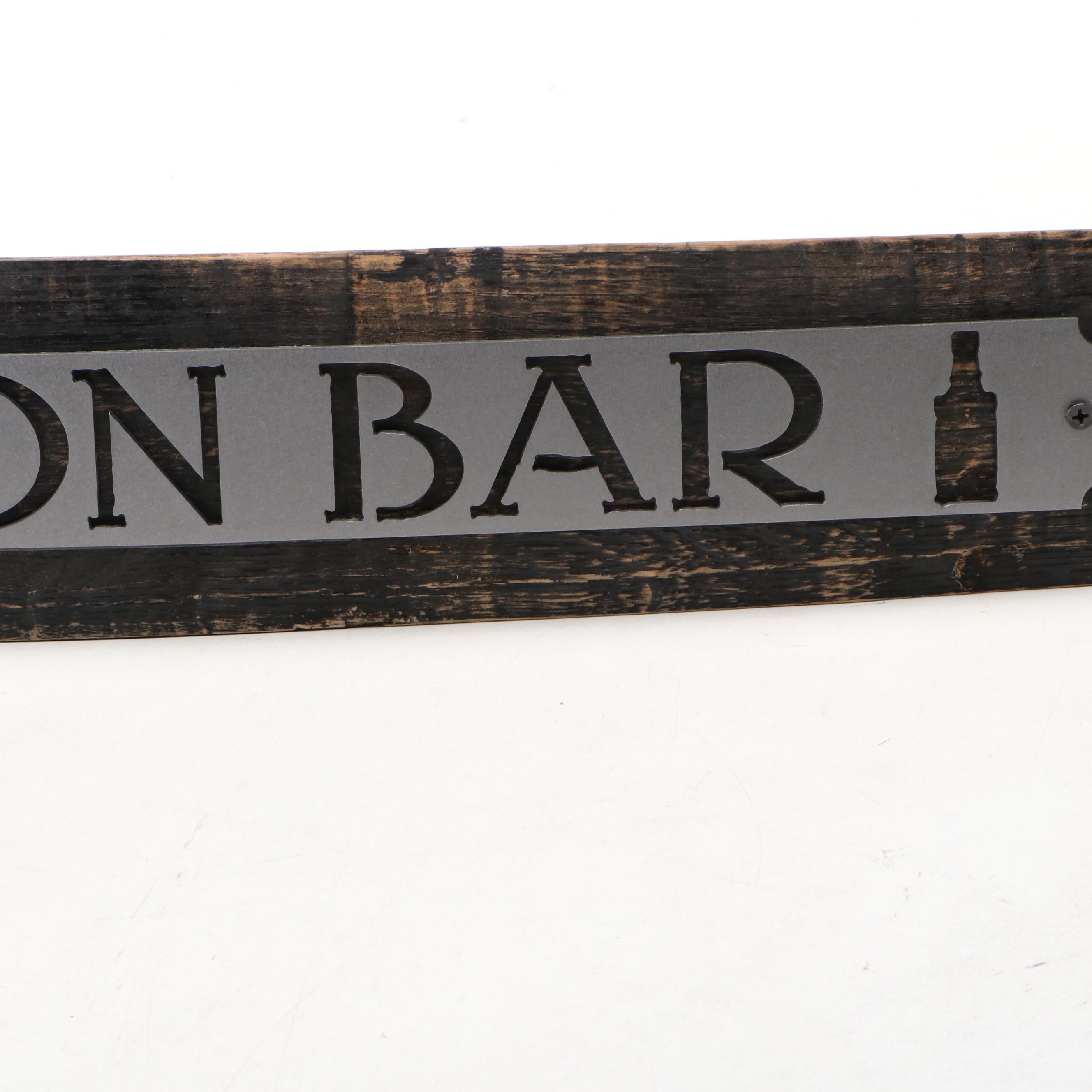 Charred Oak Stave Bourbon Bar Sign