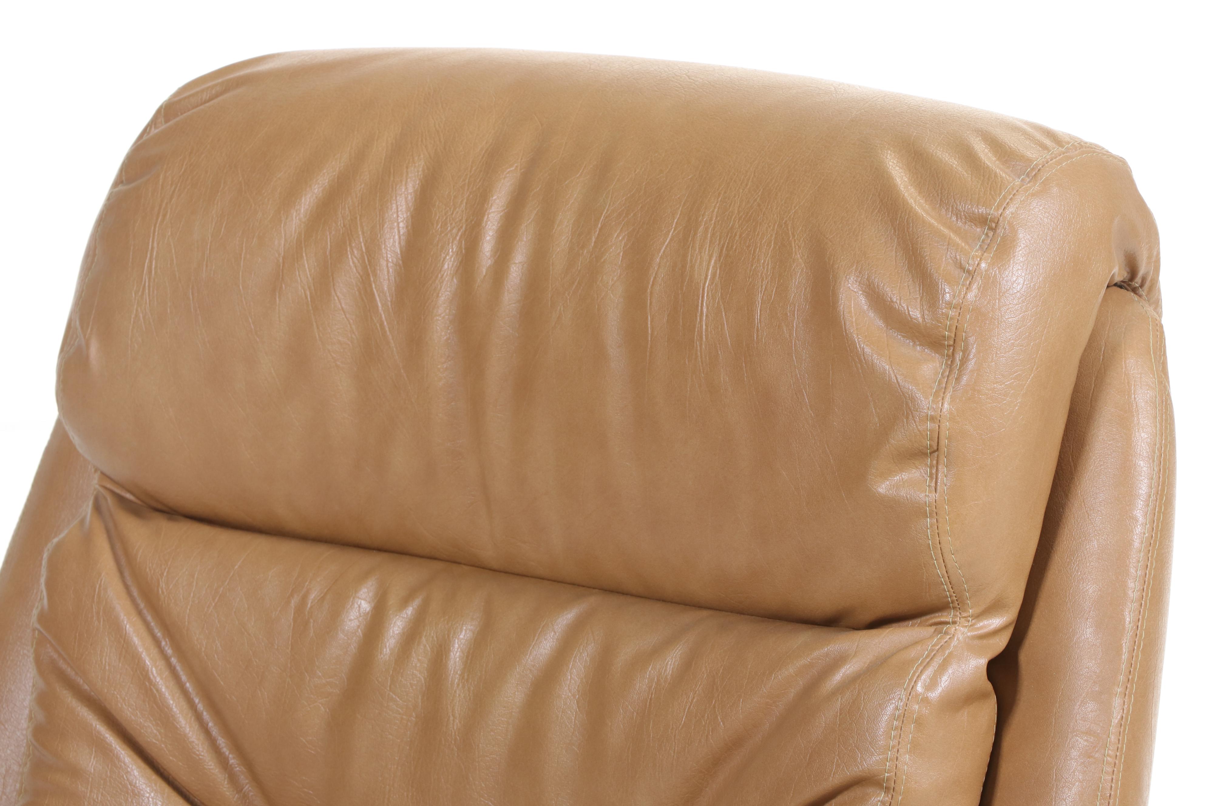 Swedish Modern Chrome and Vinyl Swivel Lounge Chair, Manner of Overman