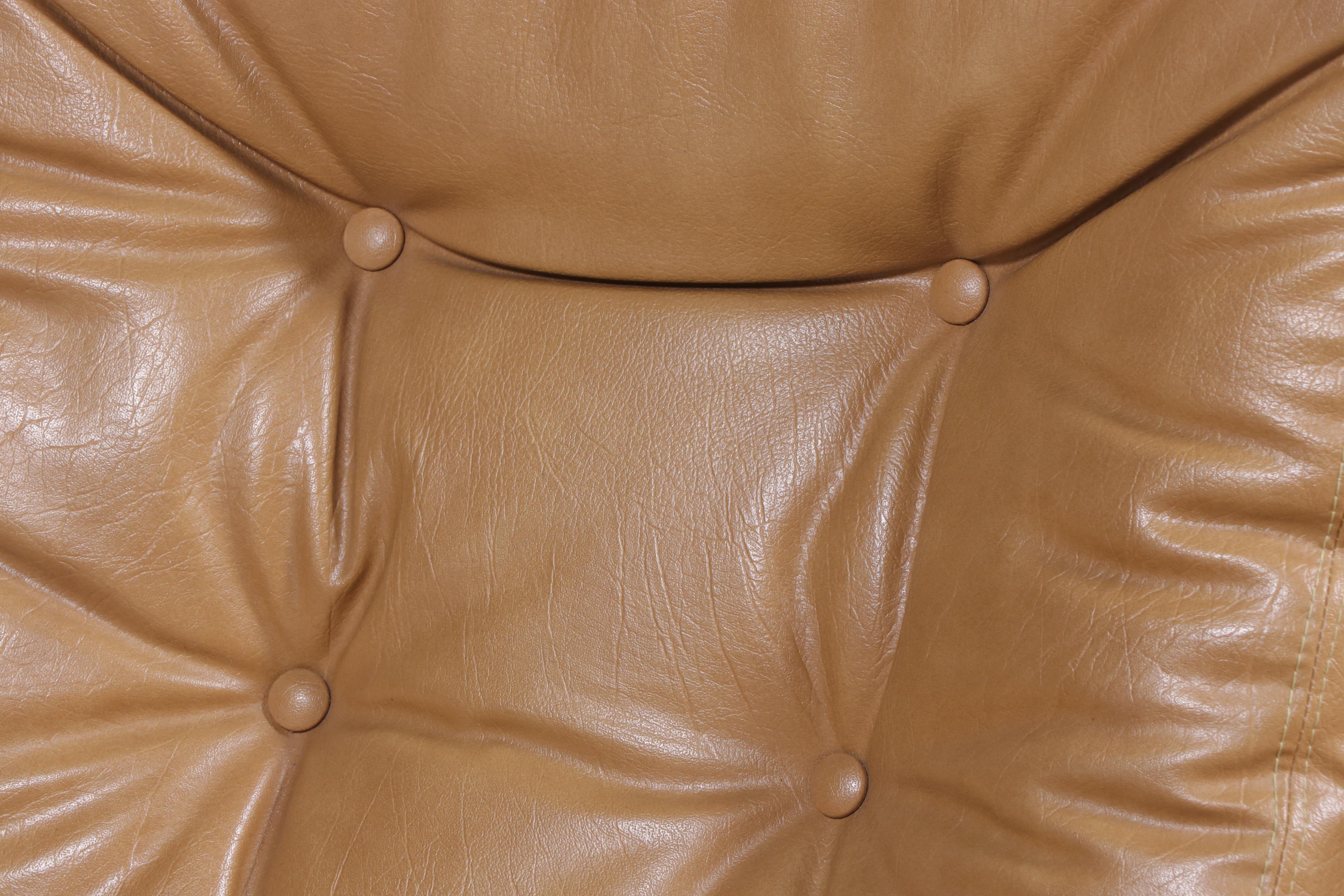 Swedish Modern Chrome and Vinyl Swivel Lounge Chair, Manner of Overman